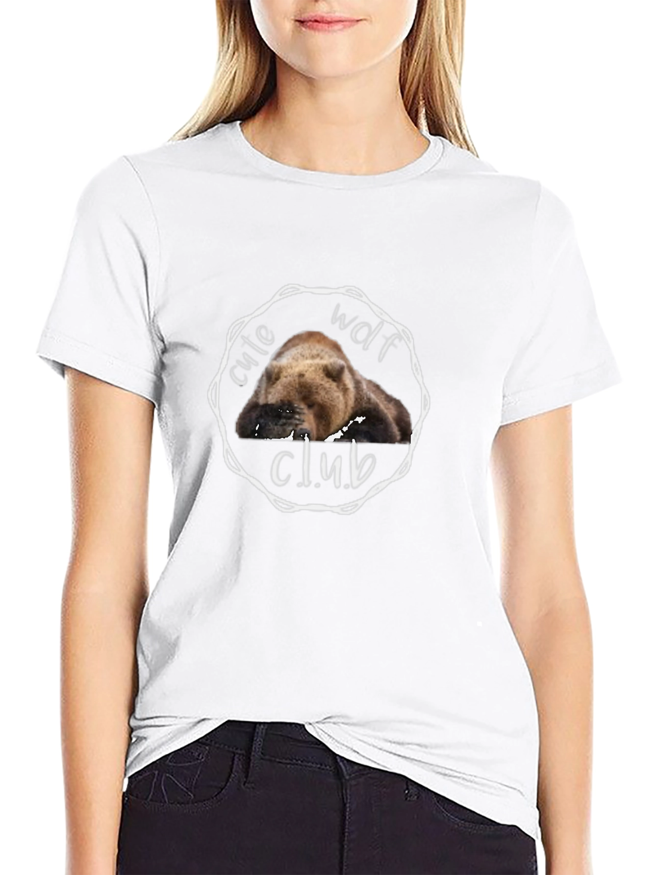 Cute Wolf Club Graphic T-Shirt - Black
