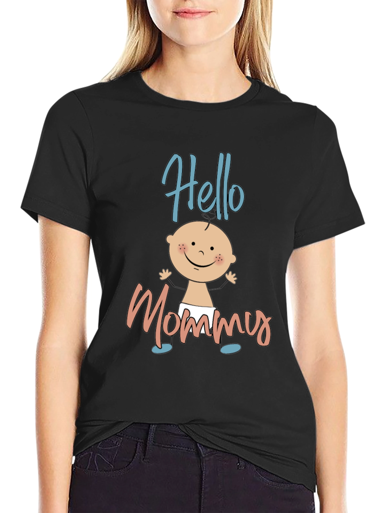 Hello Mommy Black T-Shirt