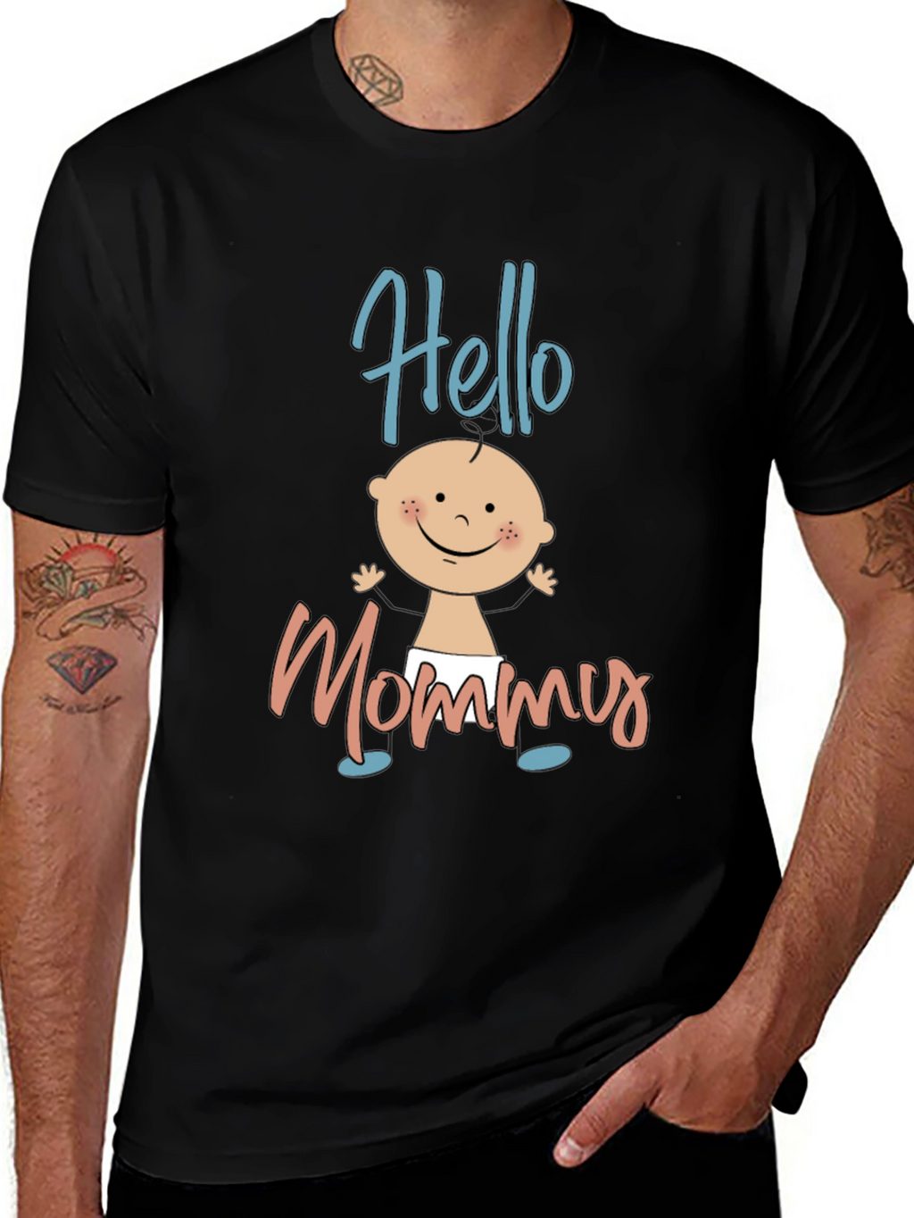 Hello Mommy Black T-Shirt