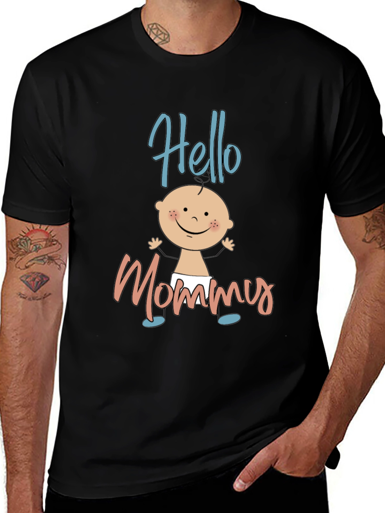 Hello Mommy Black T-Shirt