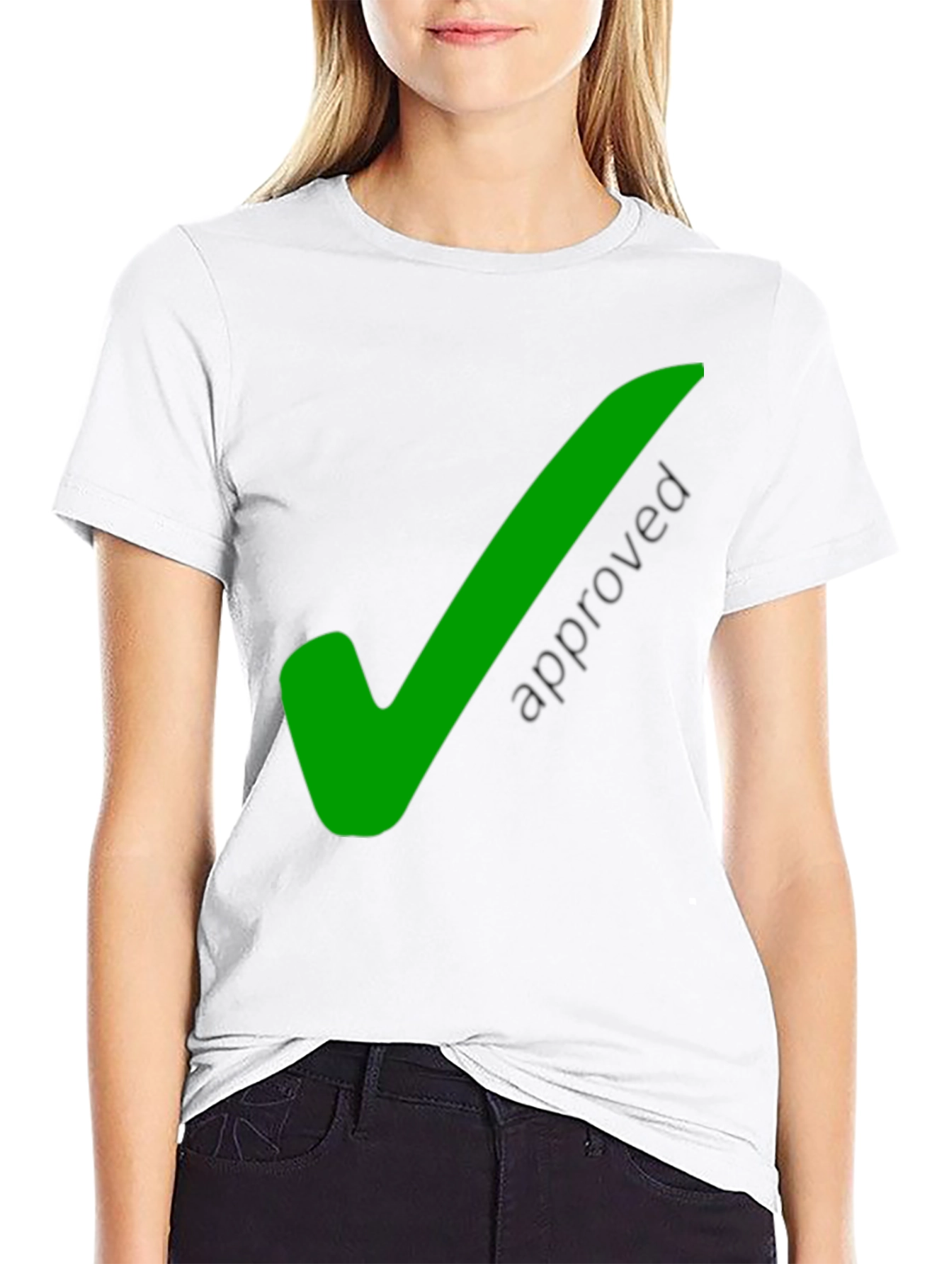 Approved Black T-Shirt with Green Check