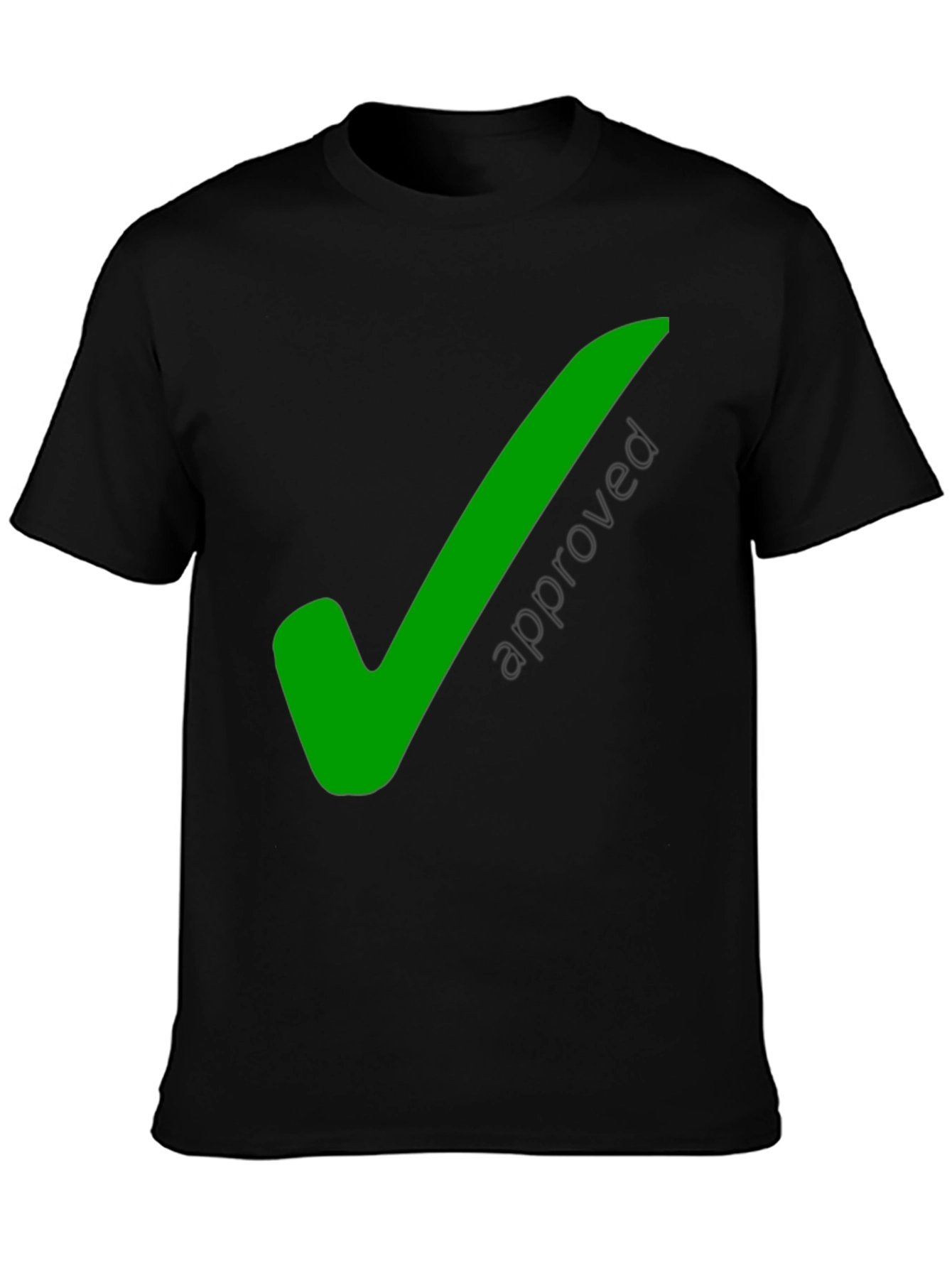Approved Black T-Shirt with Green Check