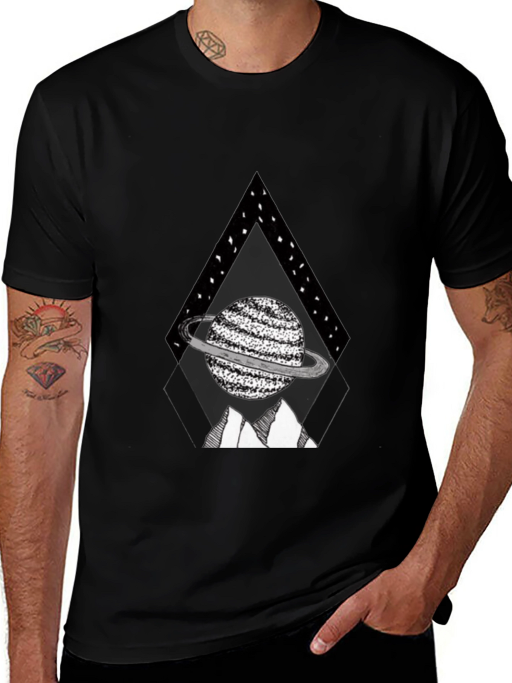 Planet Triangle Graphic Tee - Black Casual Shirt