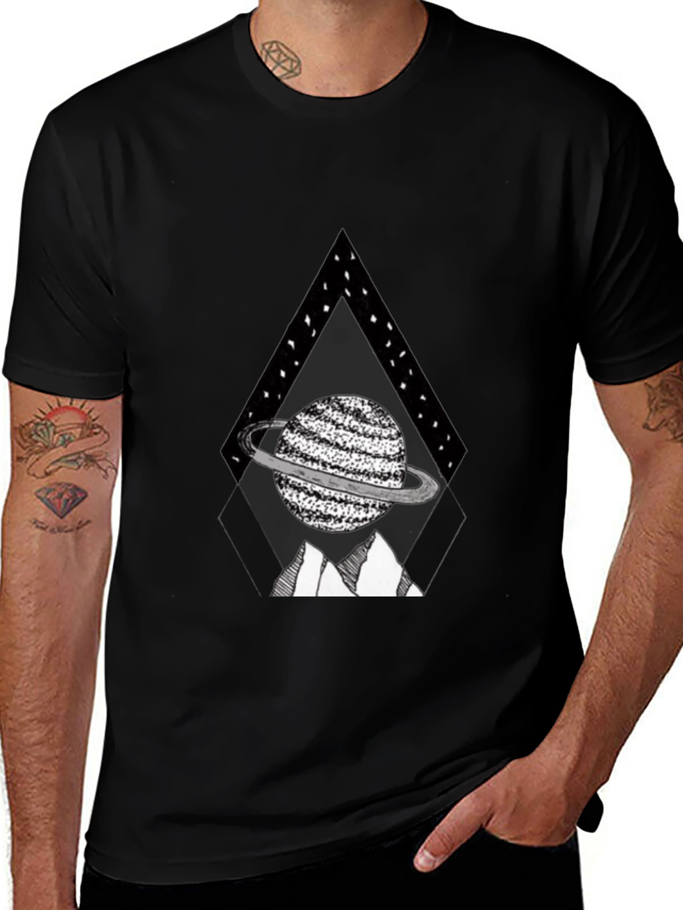 Planet Triangle Graphic Tee - Black Casual Shirt