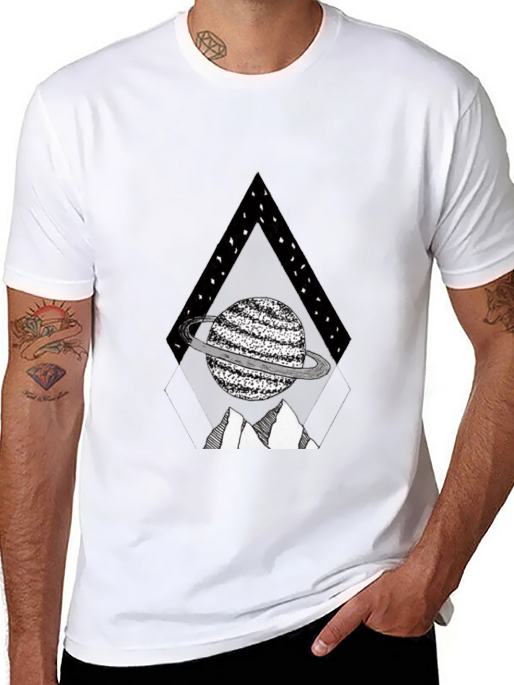 Planet Triangle Graphic Tee - Black Casual Shirt