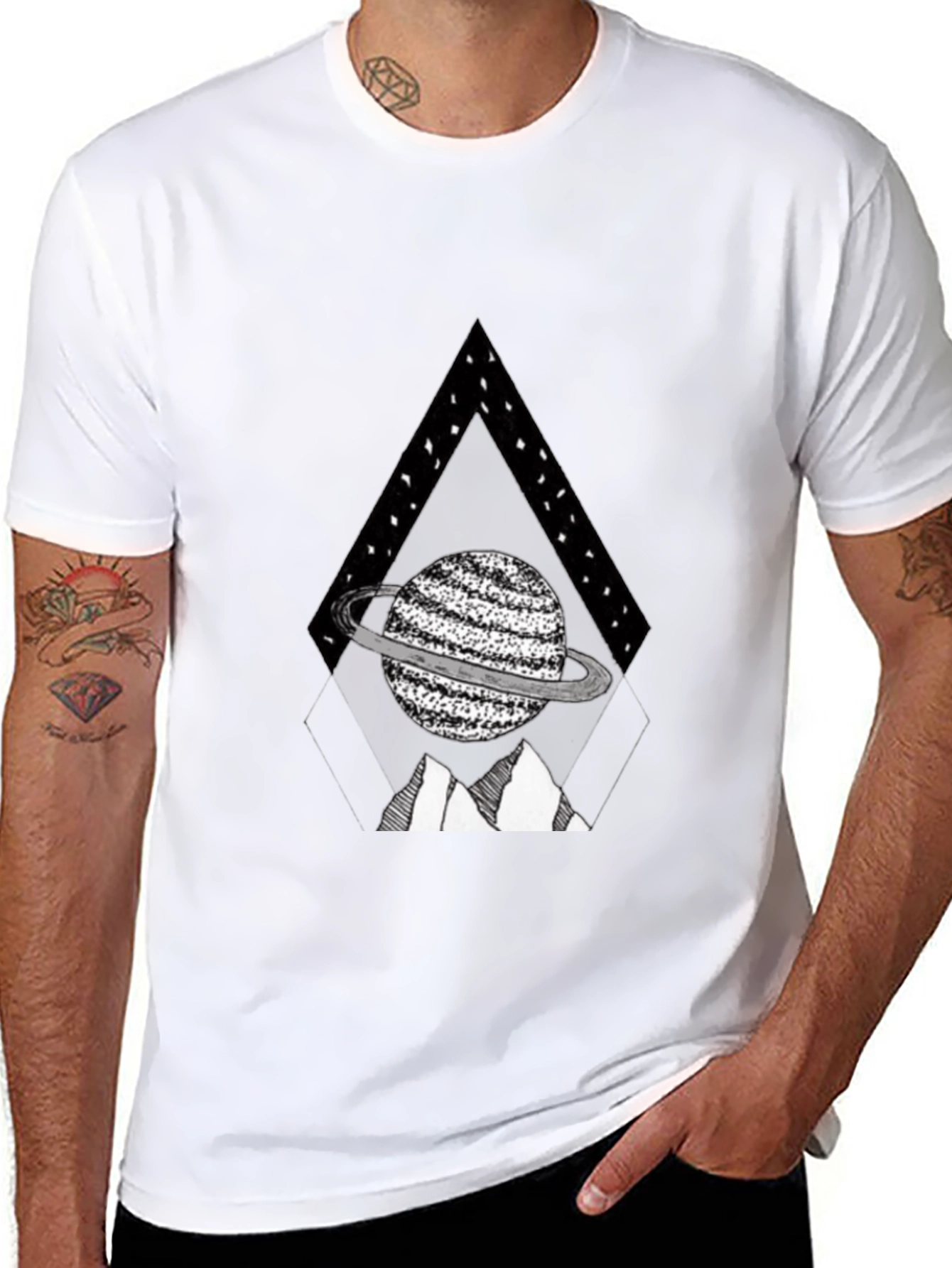 Planet Triangle Graphic Tee - Black Casual Shirt