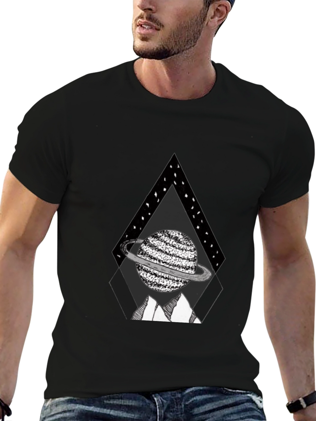 Planet Triangle Graphic Tee - Black Casual Shirt