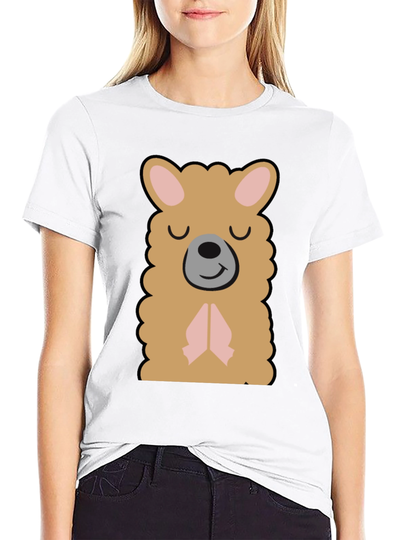 Cute Llama Graphic T-Shirt - Black