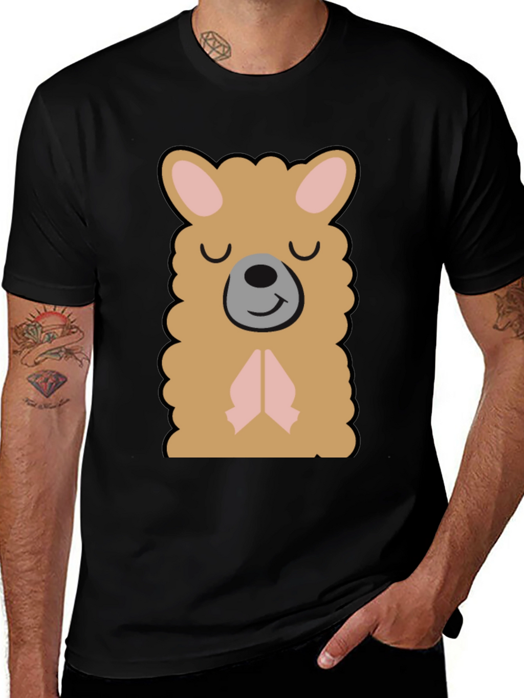 Cute Llama Graphic T-Shirt - Black