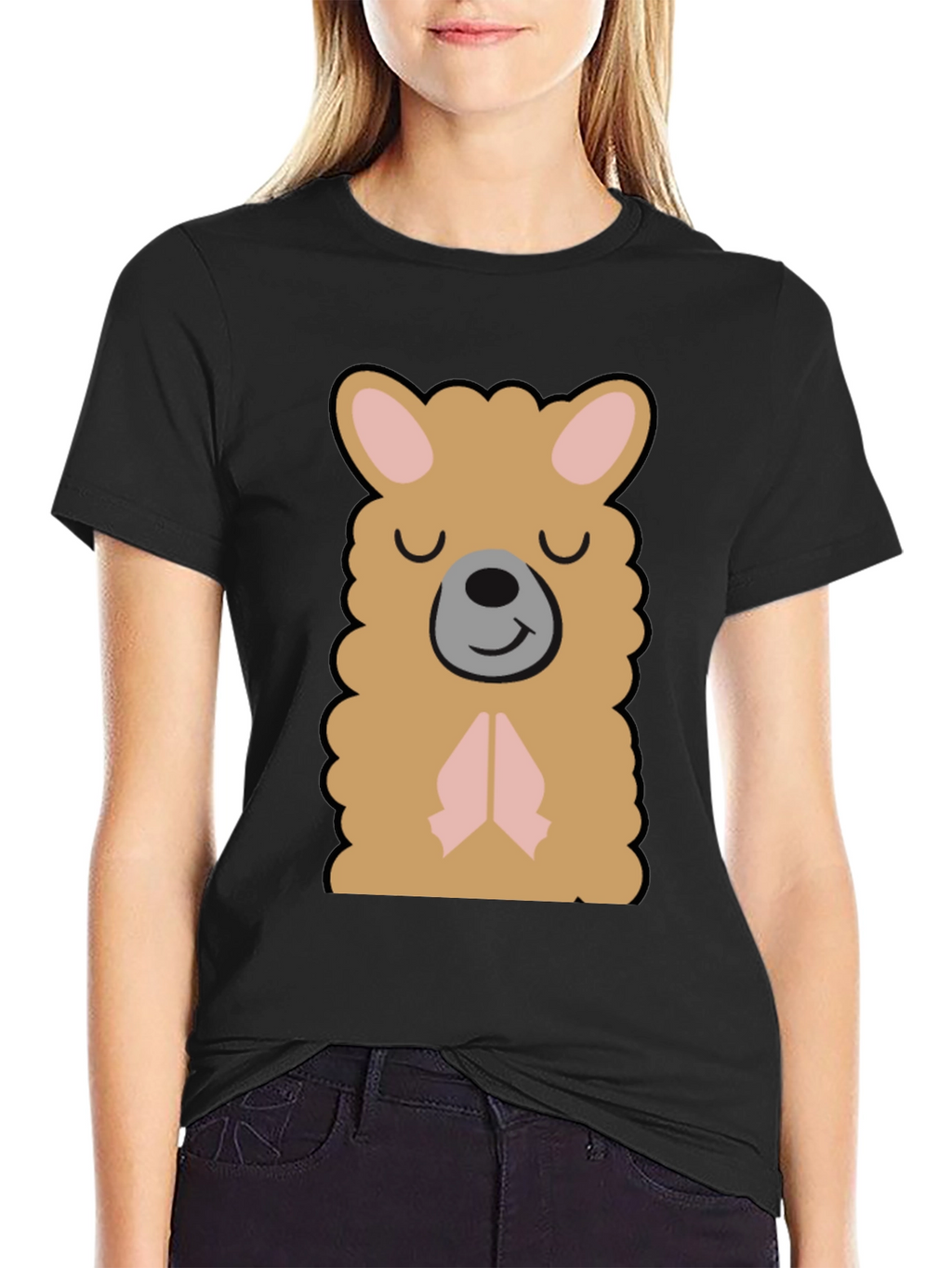 Cute Llama Graphic T-Shirt - Black
