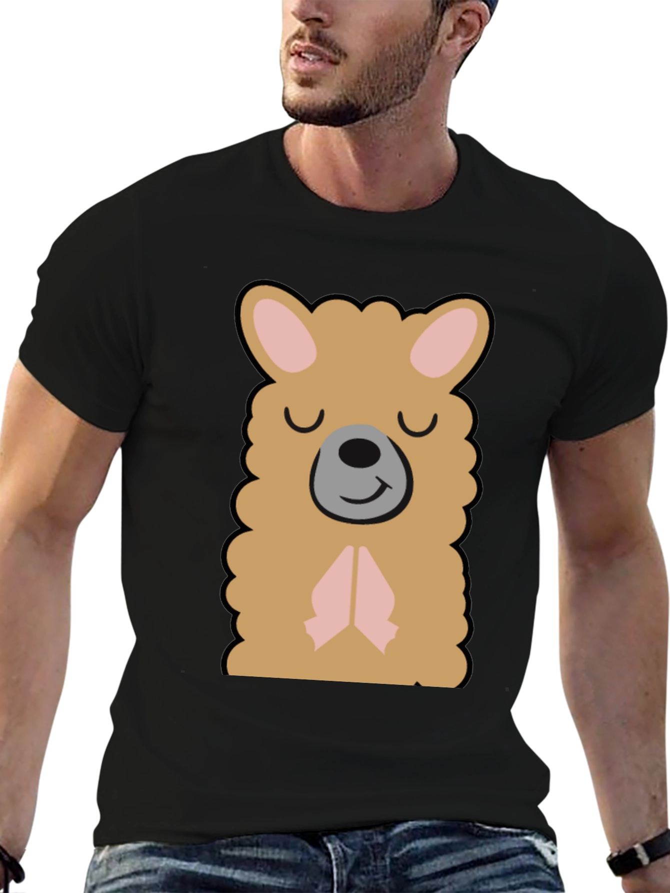 Cute Llama Graphic T-Shirt - Black