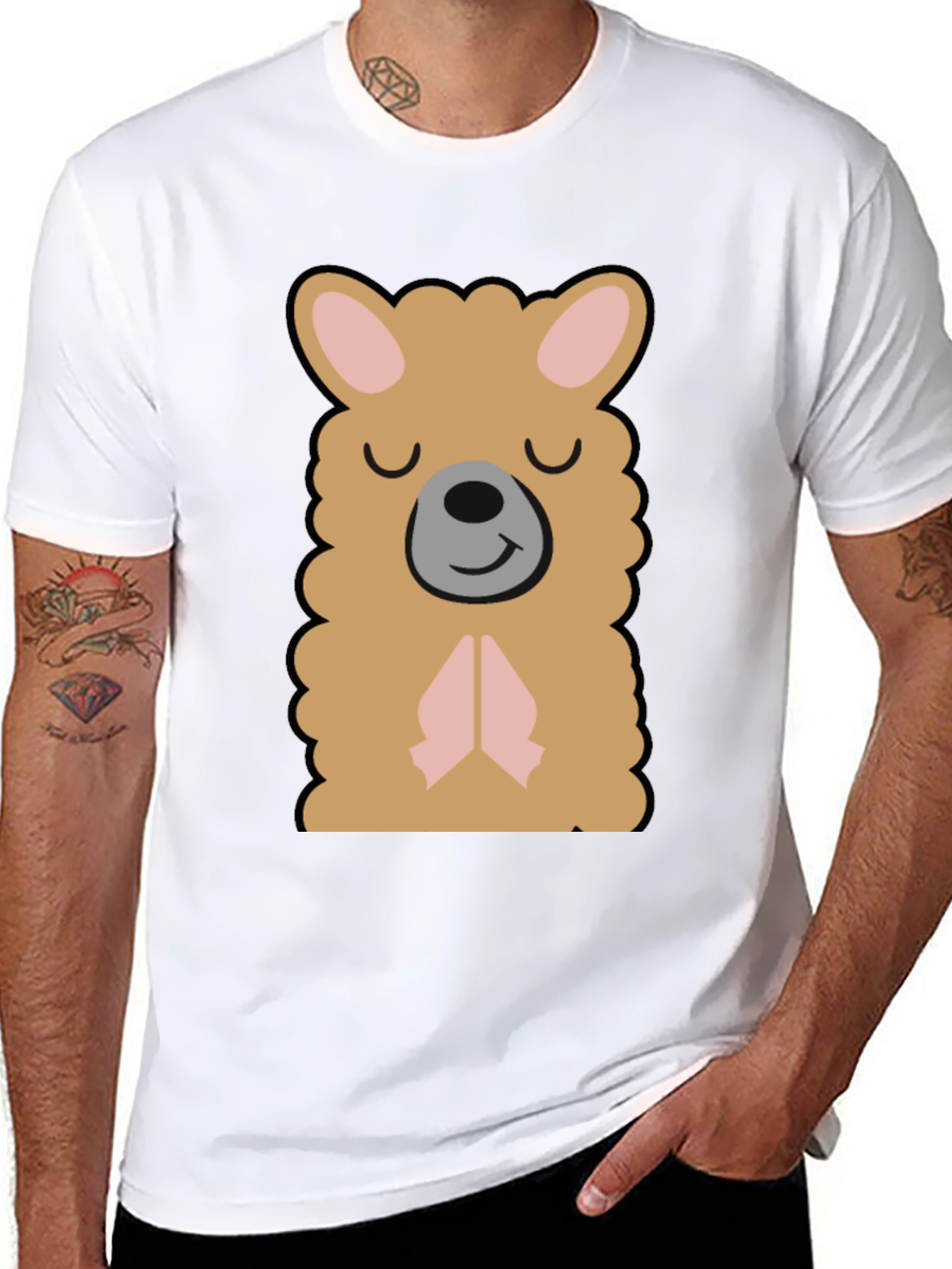 Cute Llama Graphic T-Shirt - Black
