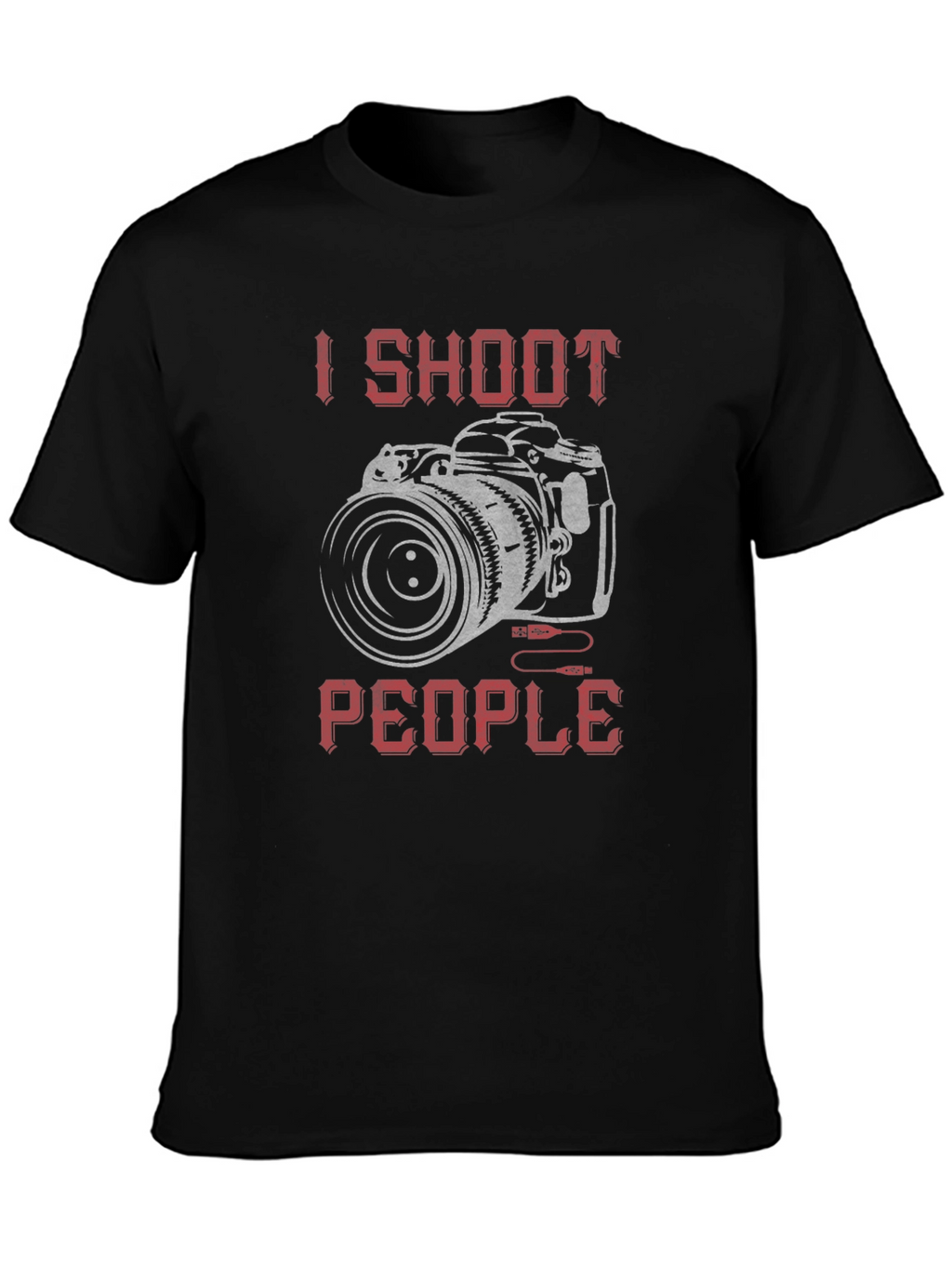I Shoot People Camera Graphic Black T-Shirt