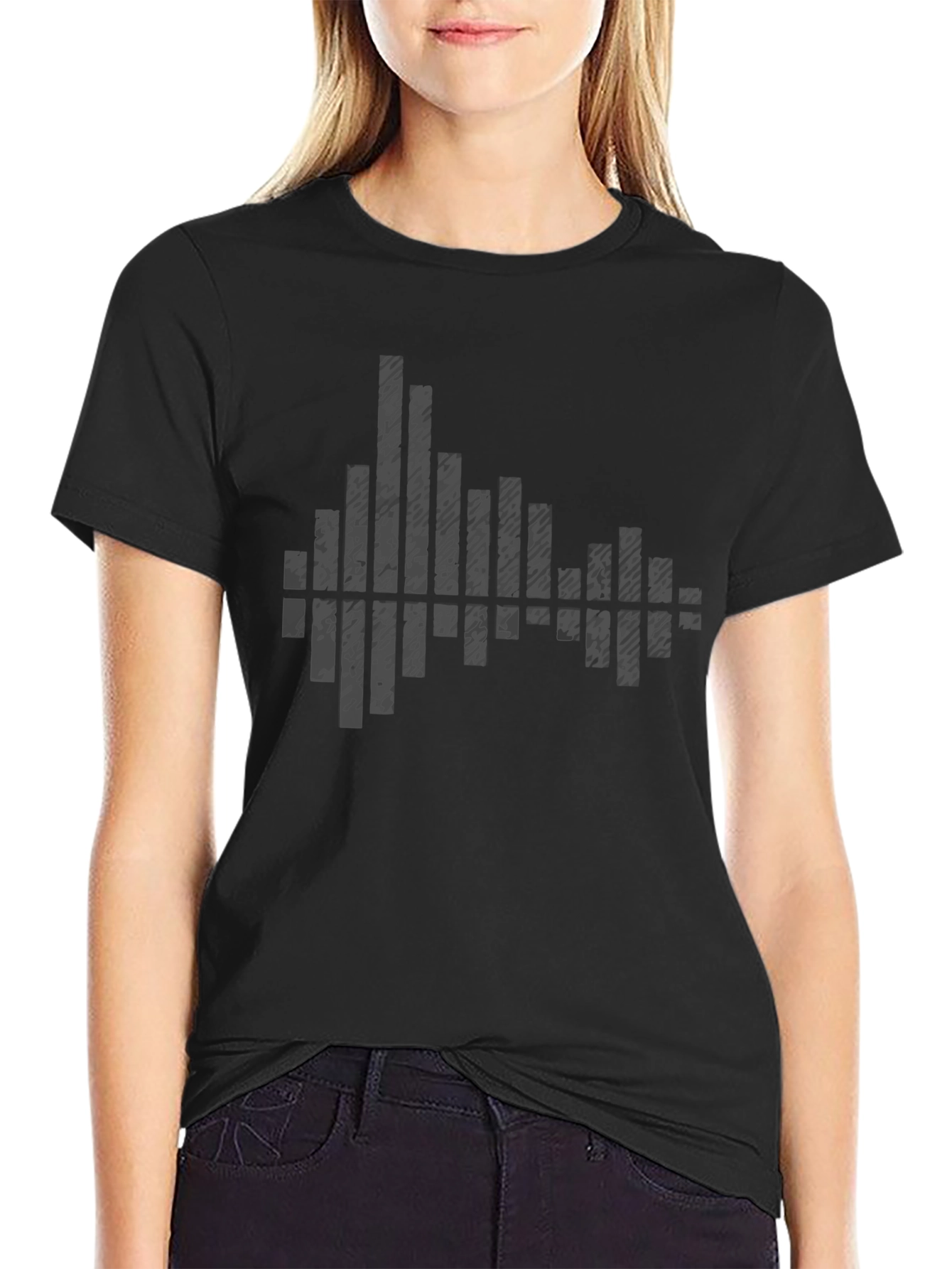 Modern Black Graphic Tee - Soundwave Design