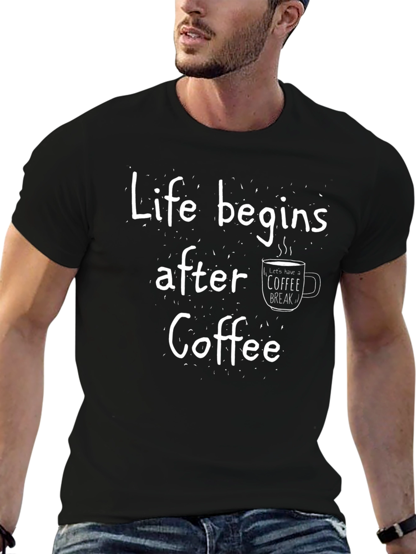 Life Begins After Coffee Black Graphic Tee