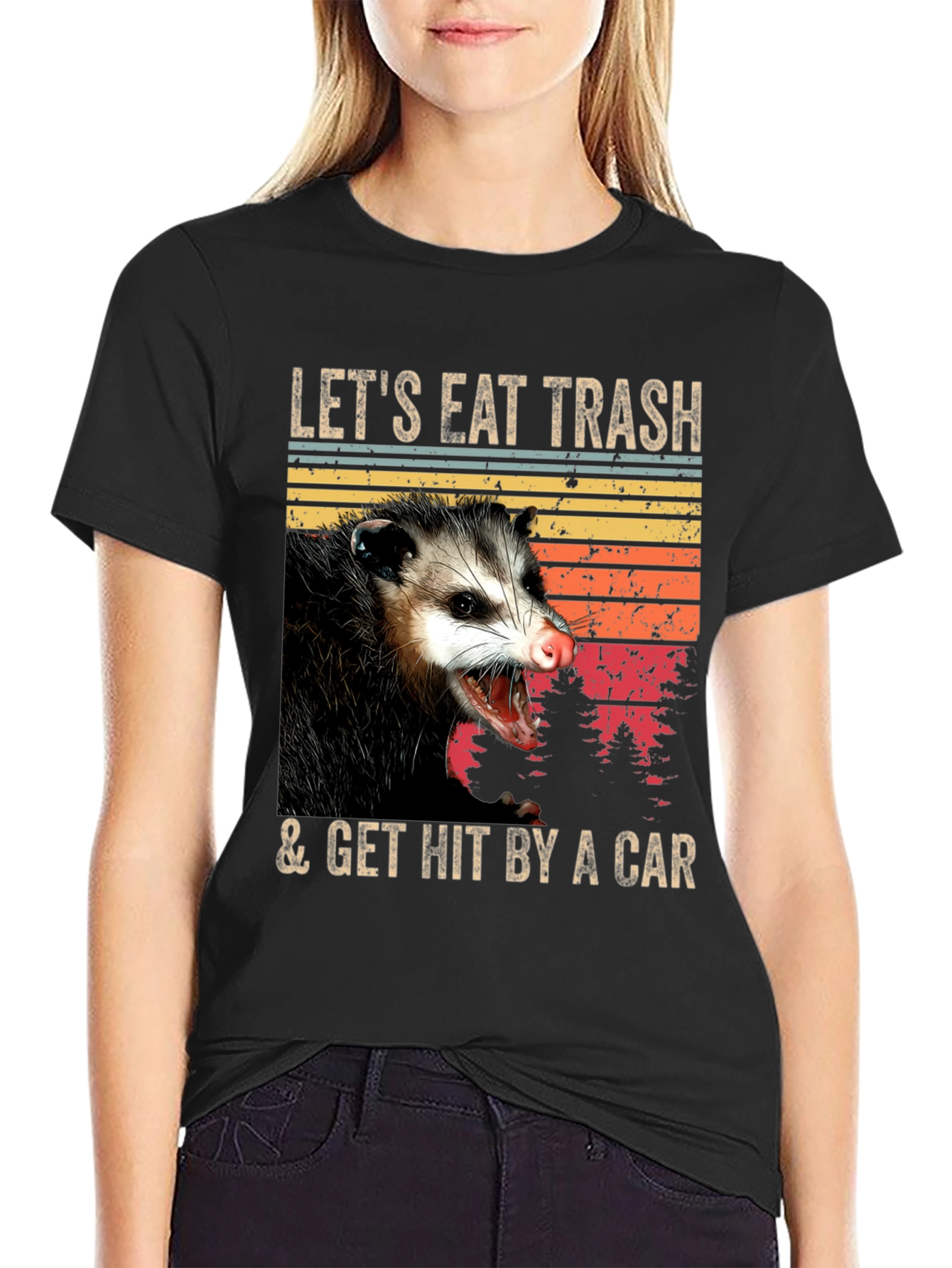Opossum T-Shirt - Eat Trash & Get Hit By A Car - Funny Graphic Tee