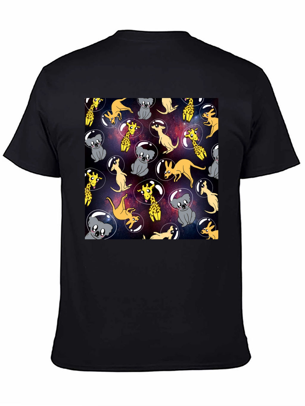 Space Animal Print Black T-Shirt
