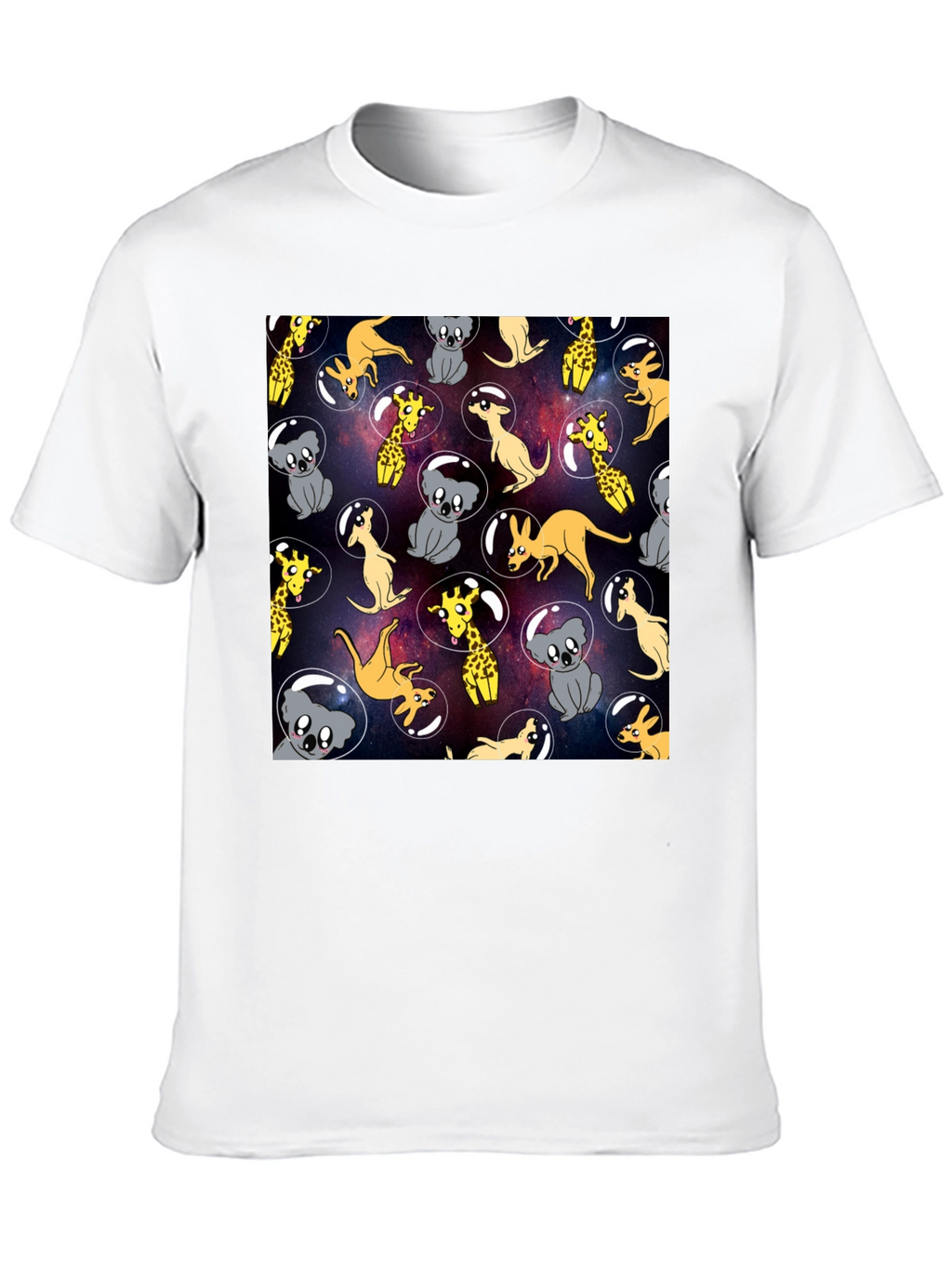 Space Animal Print Black T-Shirt