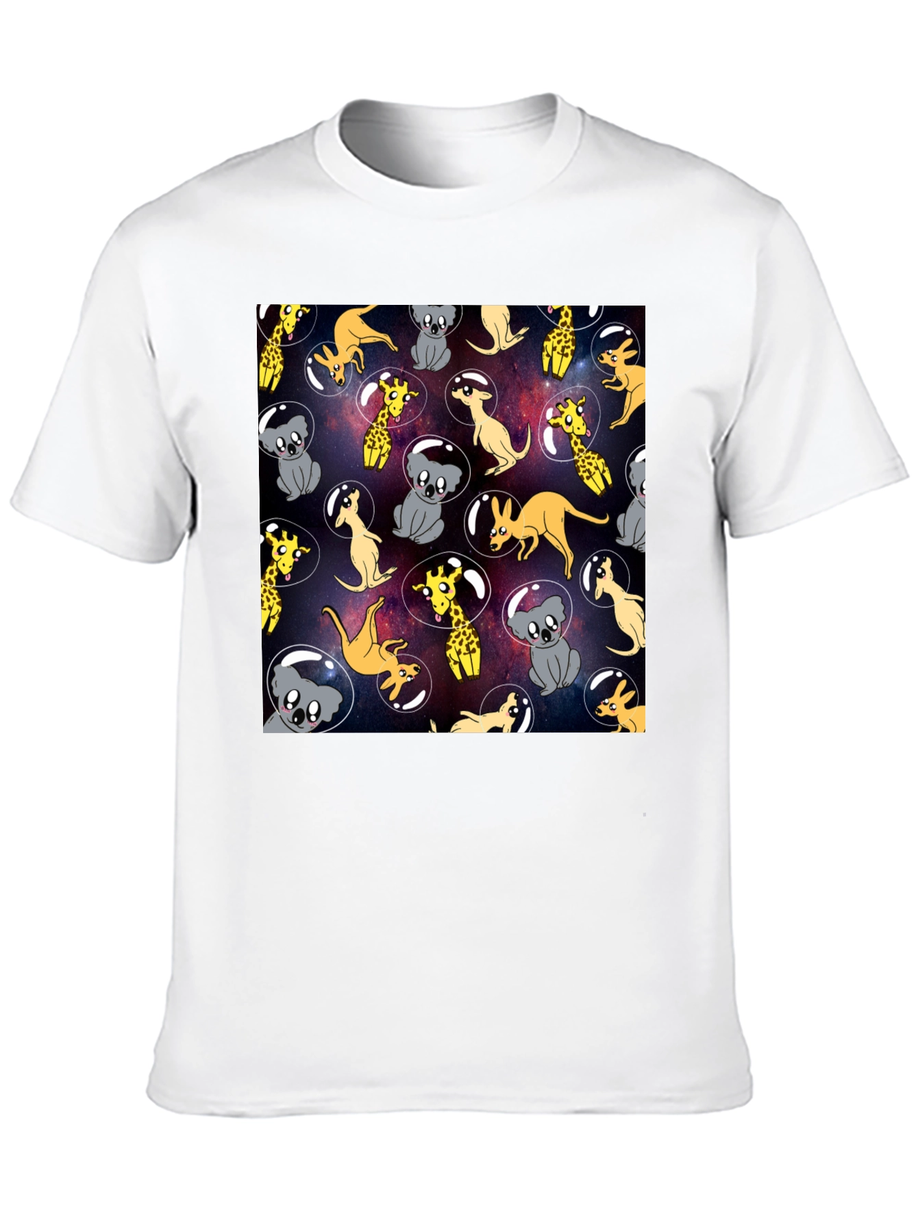 Space Animal Print Black T-Shirt