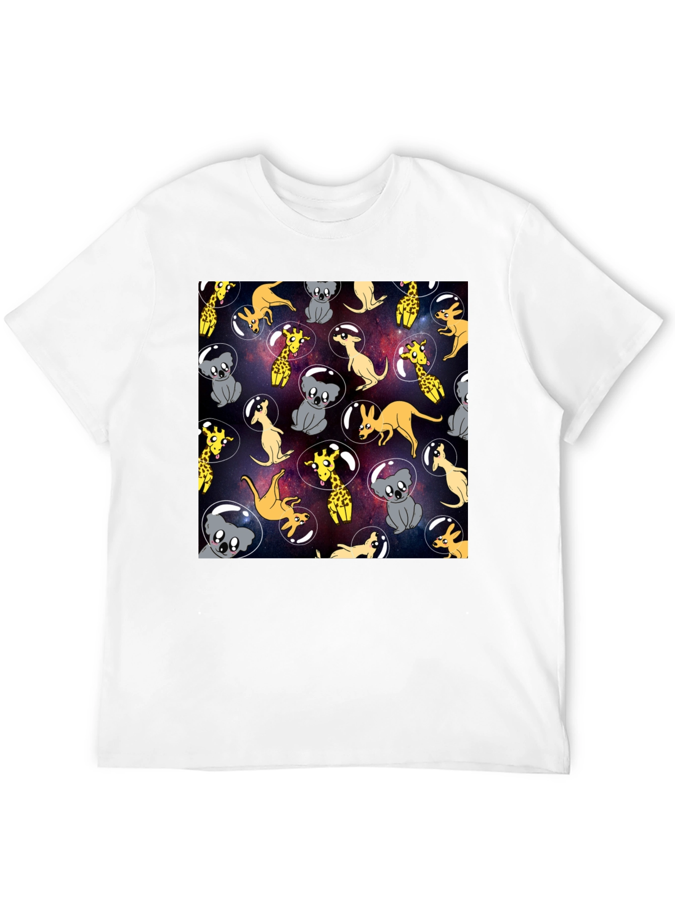 Space Animal Print Black T-Shirt