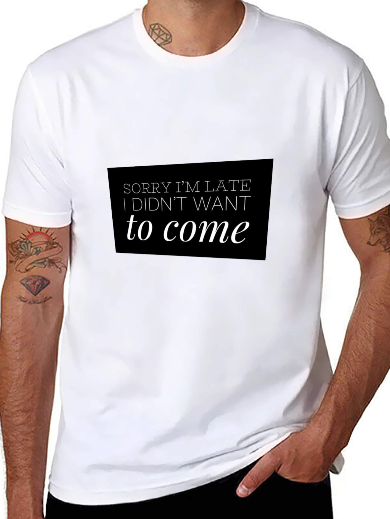 Funny Sorry Im Late Black T-Shirt
