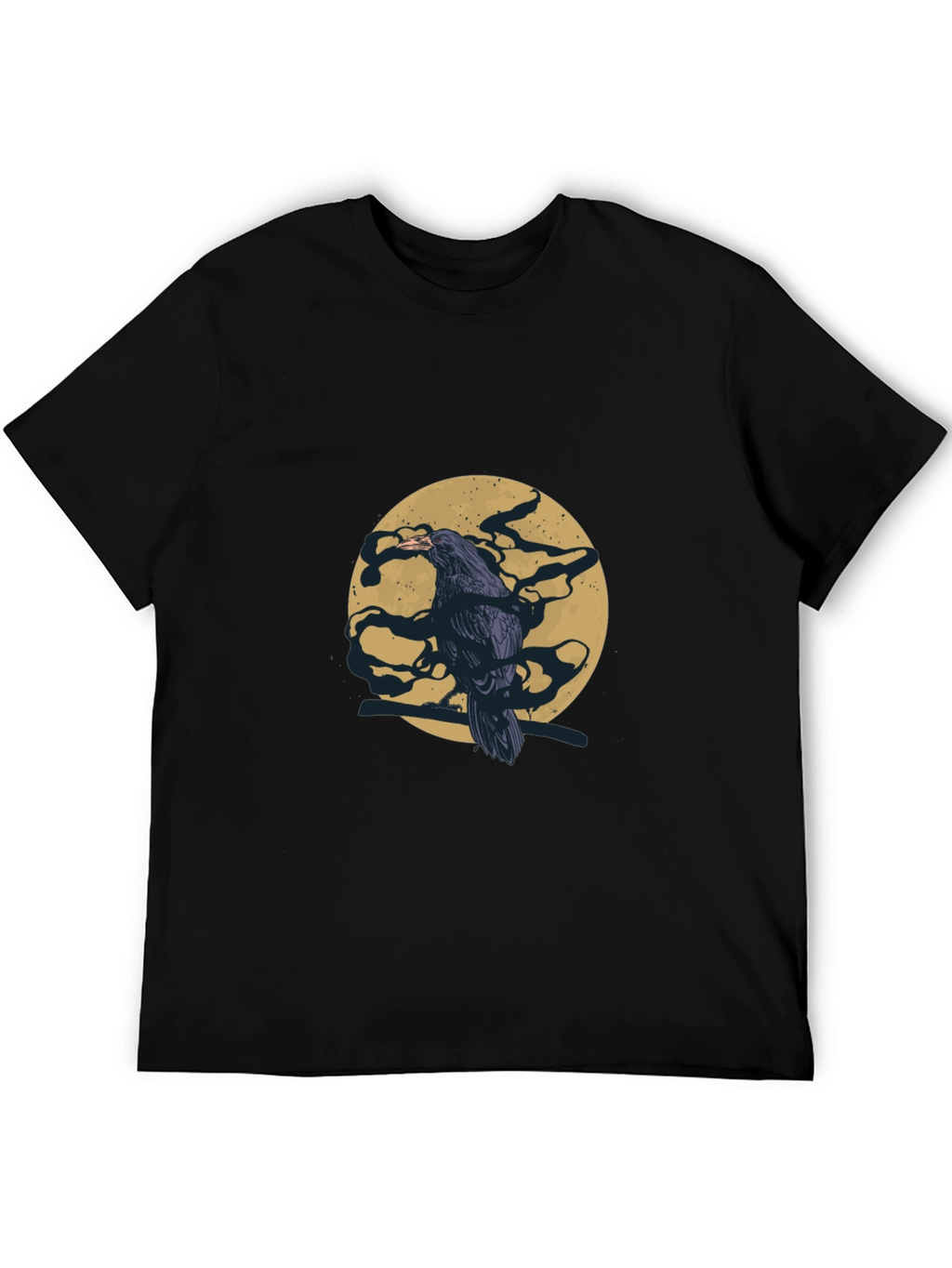 Raven Moon Graphic Tee - Stylish Black T-Shirt