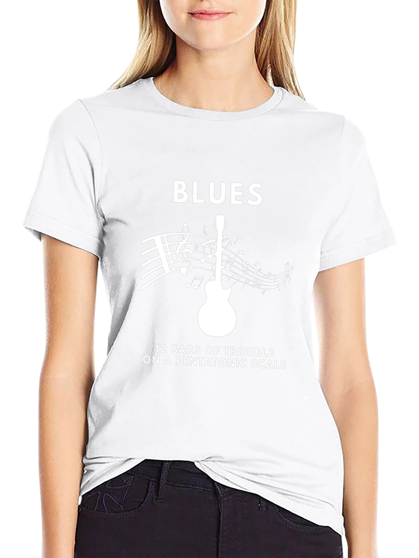 Blues Music T-Shirt: Guitar & Pentatonic Scale Design