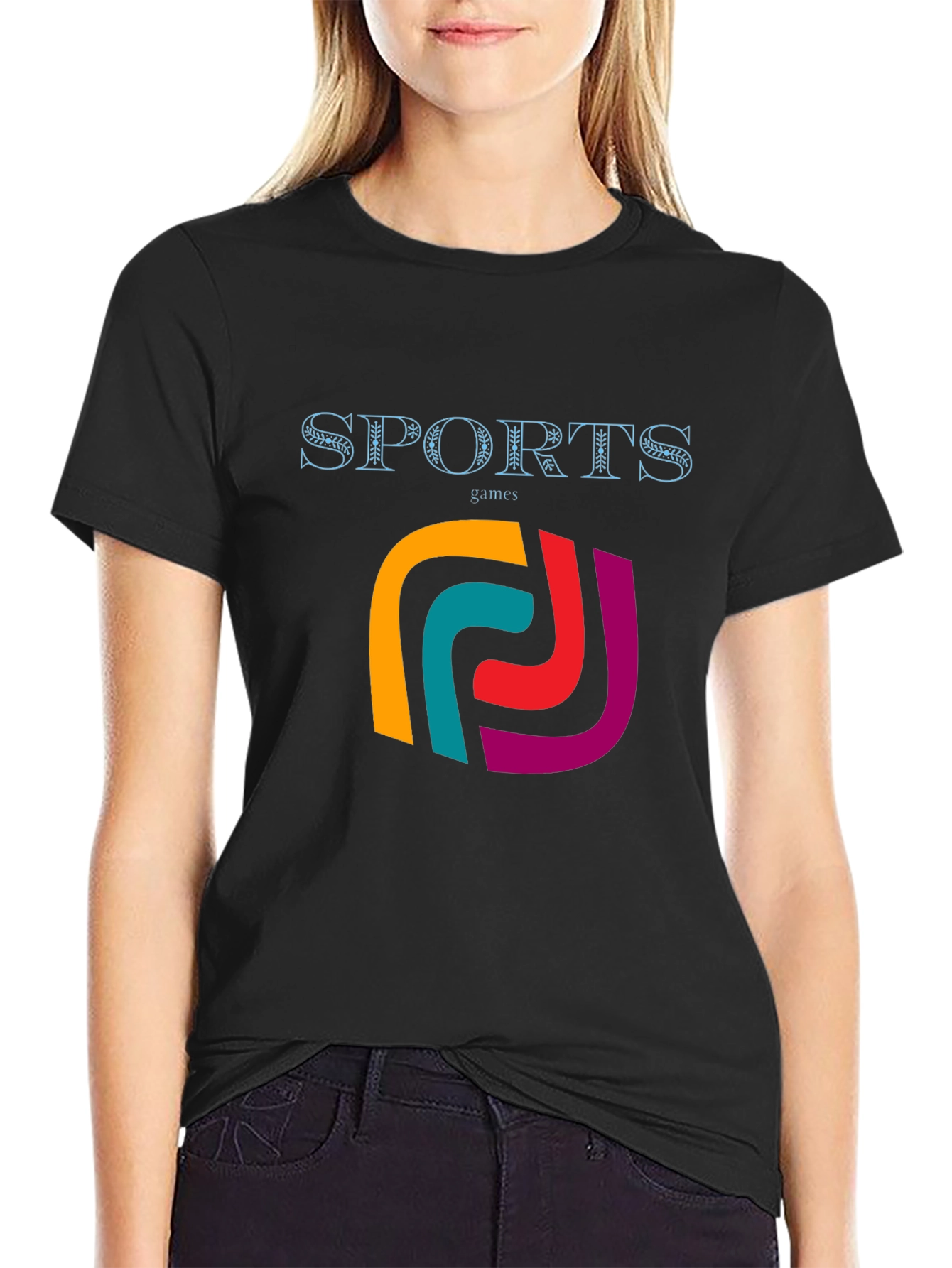 Stylish Mens Black Sports Games Graphic Tee
