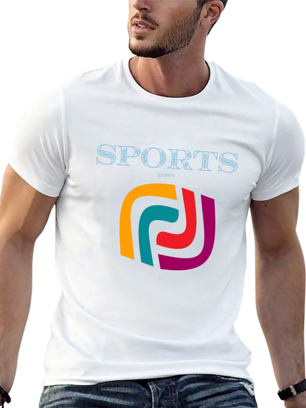 Stylish Mens Black Sports Games Graphic Tee