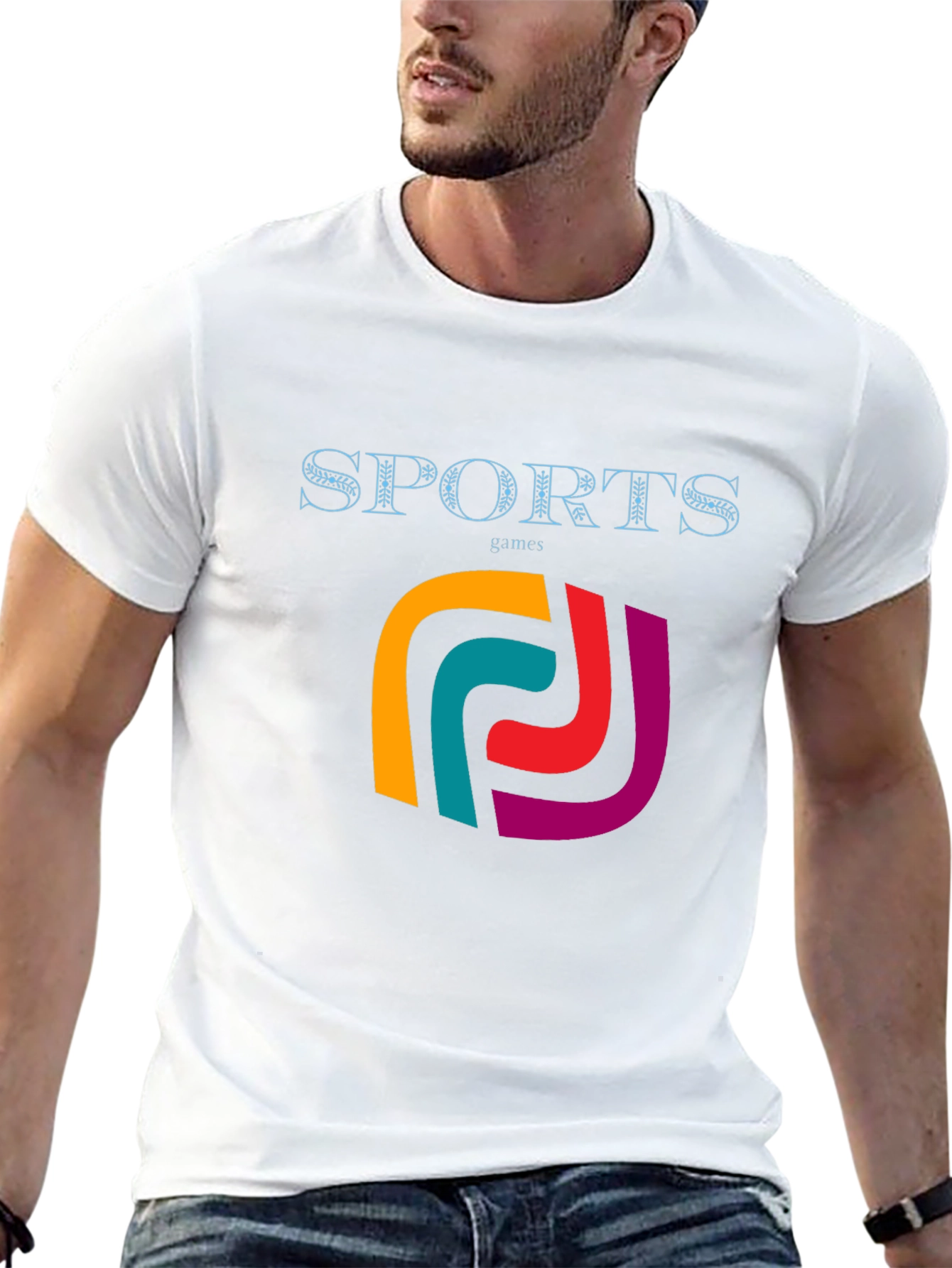 Stylish Mens Black Sports Games Graphic Tee