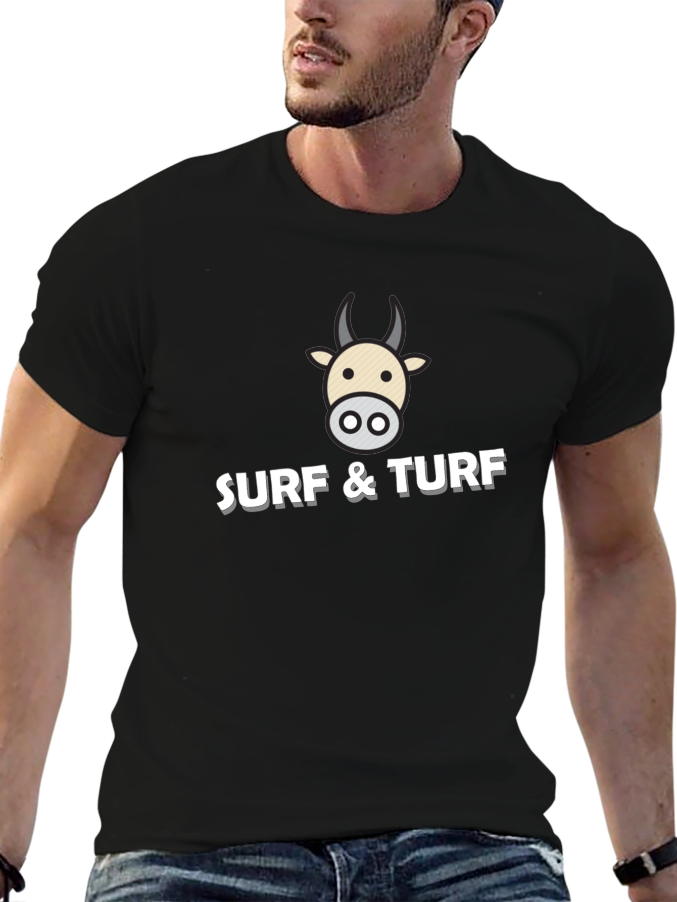 Surf & Turf Graphic Tee - Black Casual T-Shirt