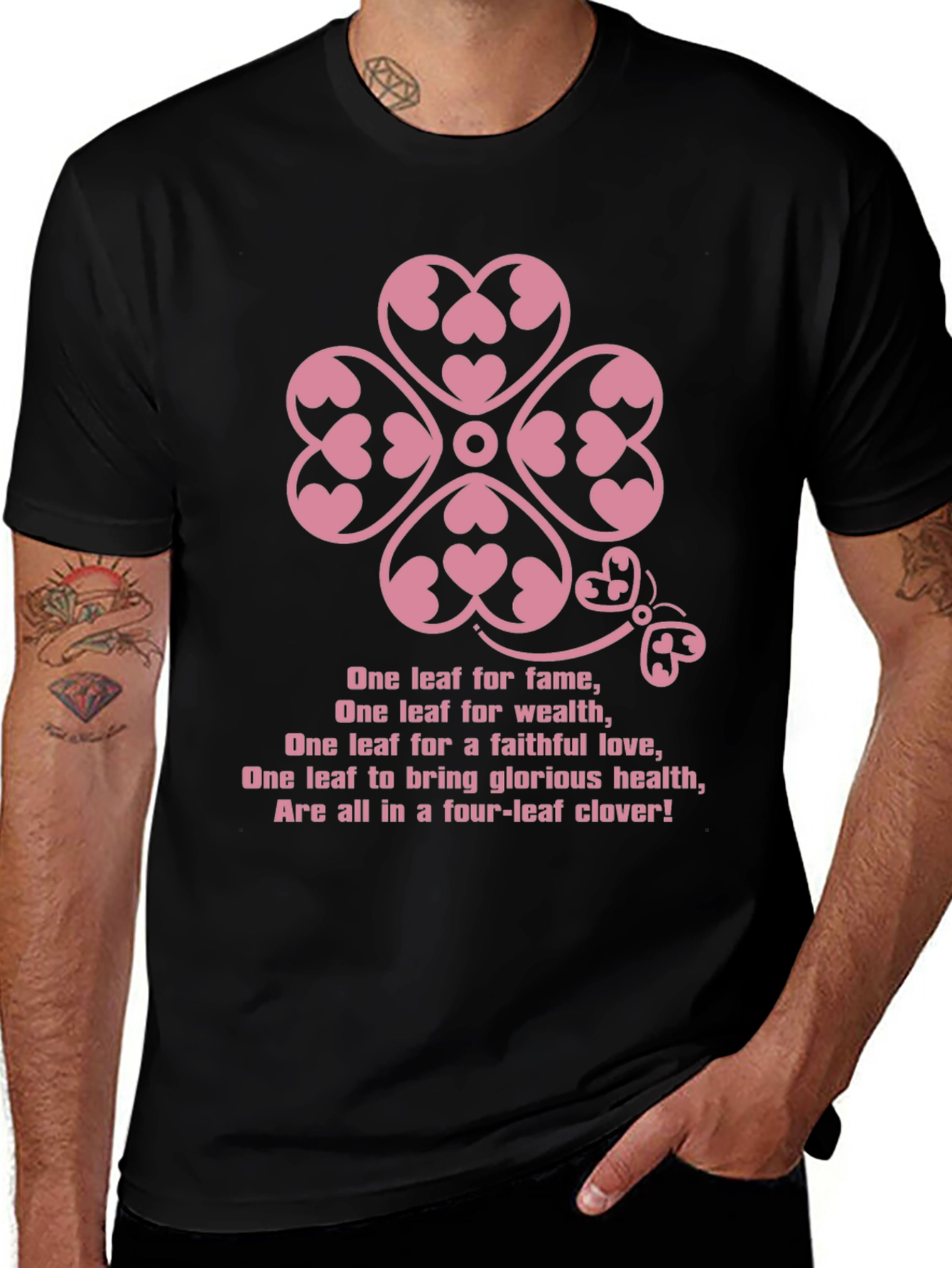 Lucky Clover Heart Tee - Four Leaf Clover T-Shirt