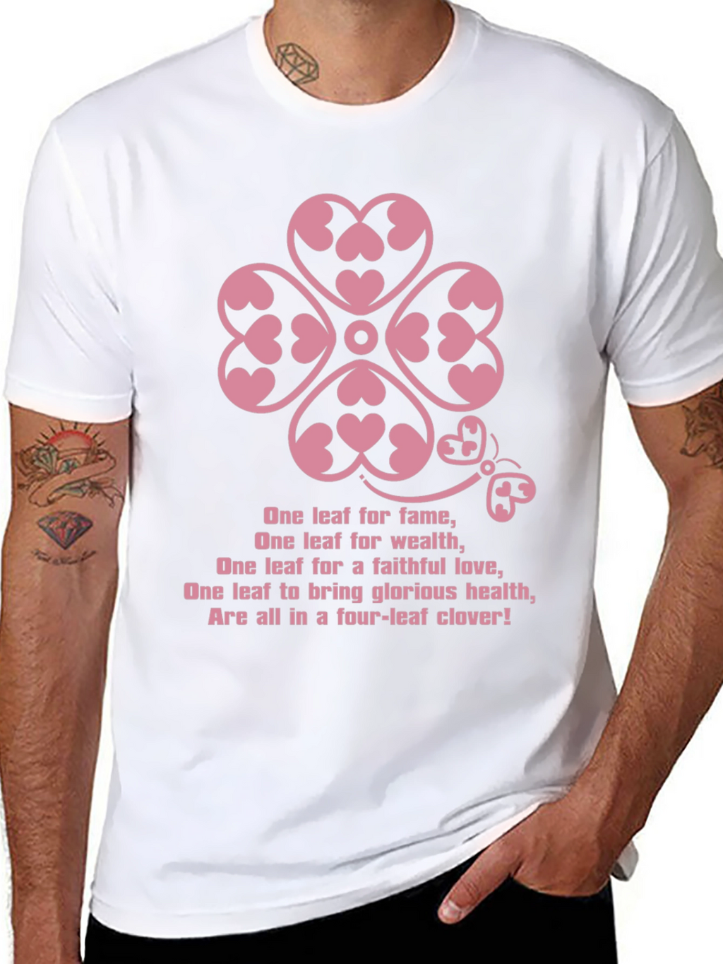 Lucky Clover Heart Tee - Four Leaf Clover T-Shirt
