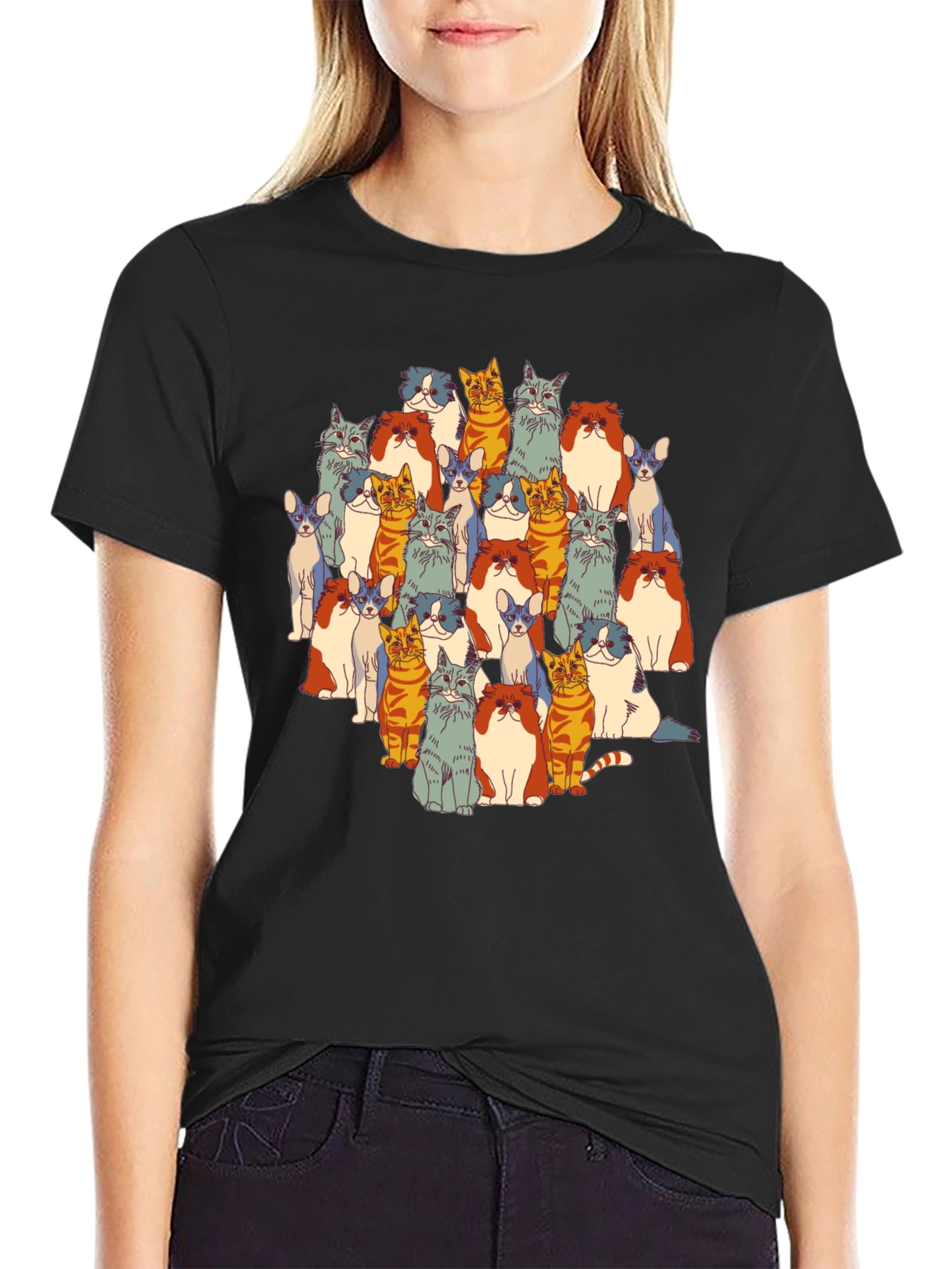 Cat Lover T-Shirt - Colorful Feline Design