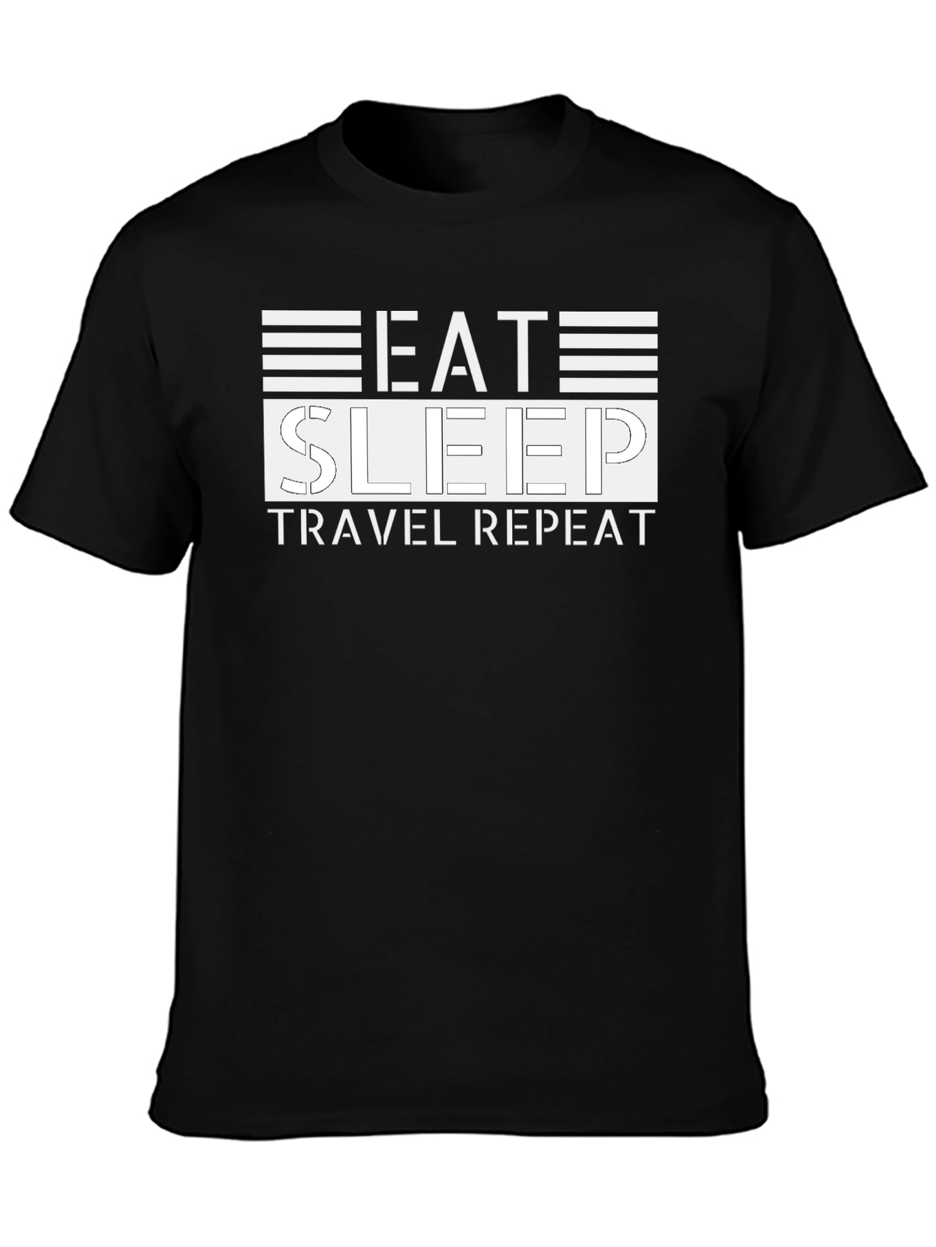 Eat Sleep Travel Repeat Black T-Shirt
