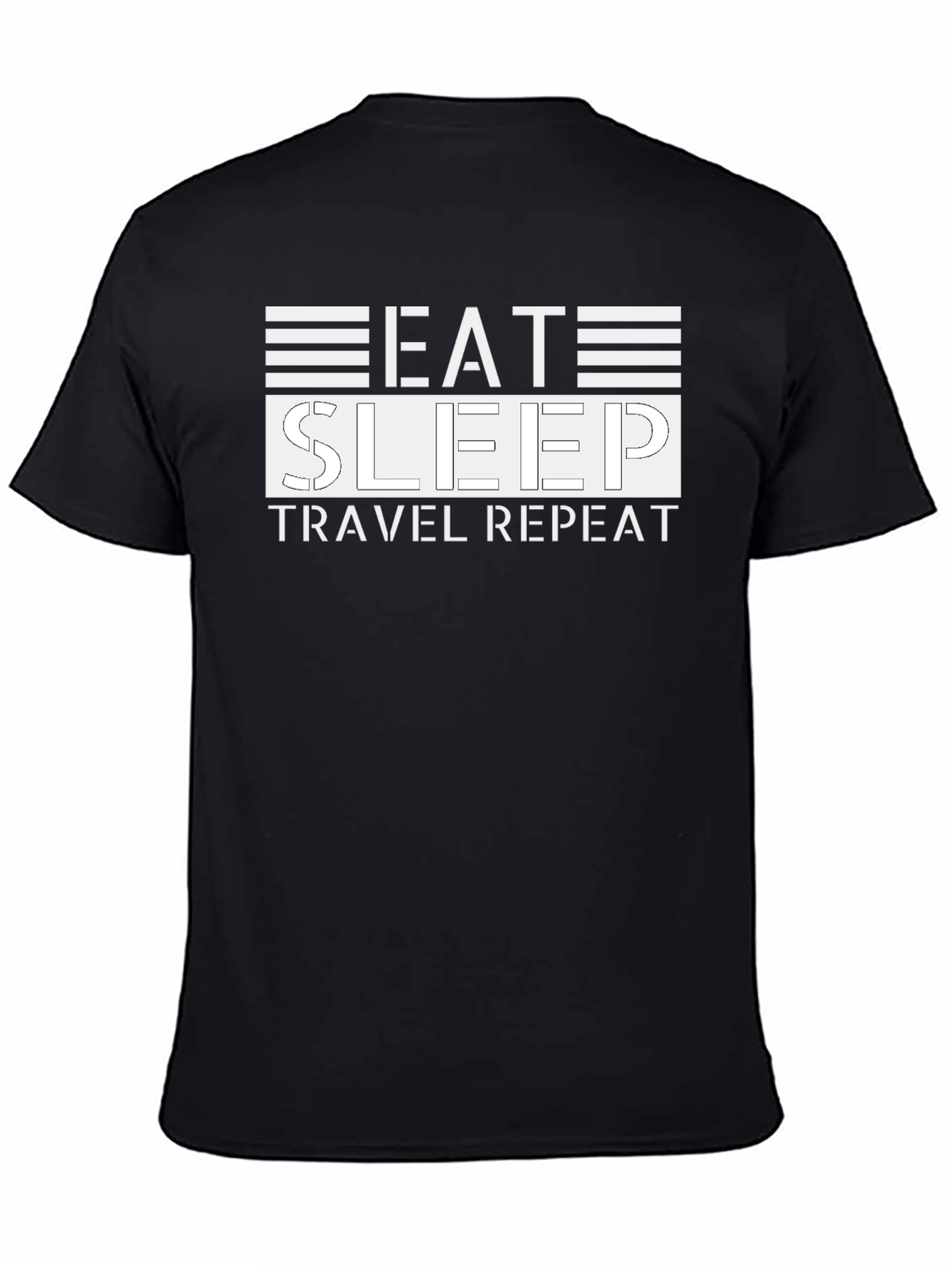 Eat Sleep Travel Repeat Black T-Shirt
