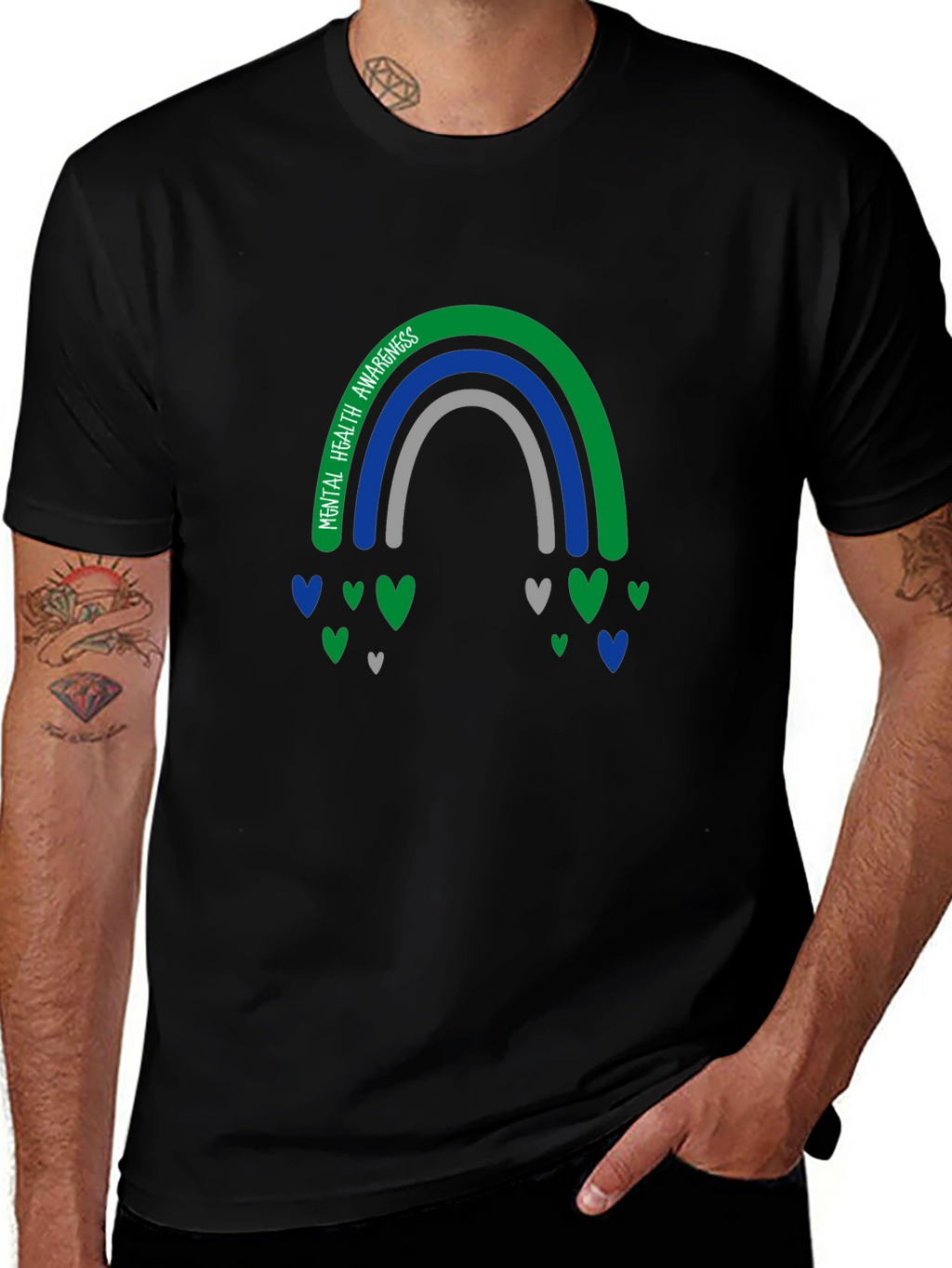 Mental Health Awareness Rainbow Heart Tee