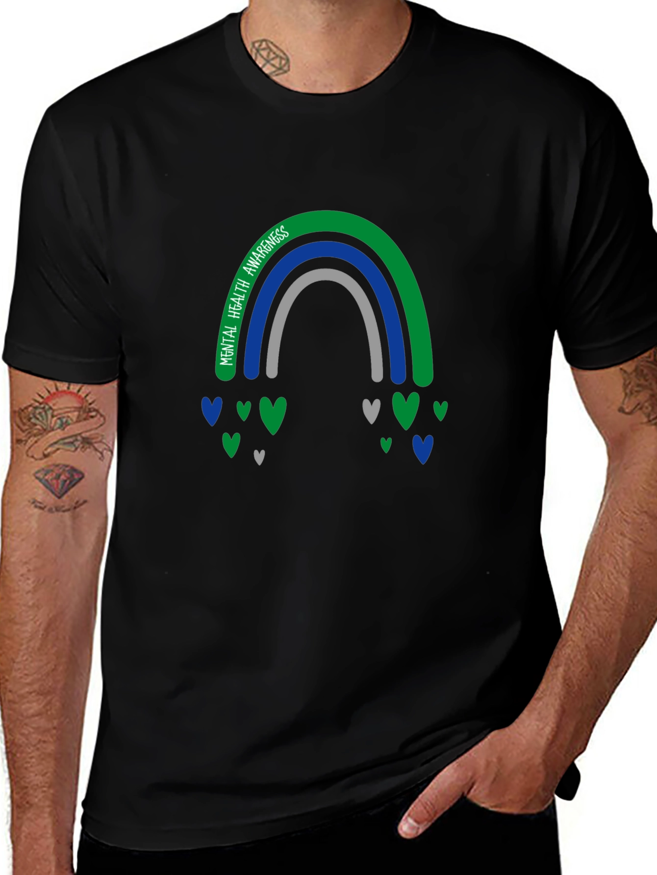 Mental Health Awareness Rainbow Heart Tee