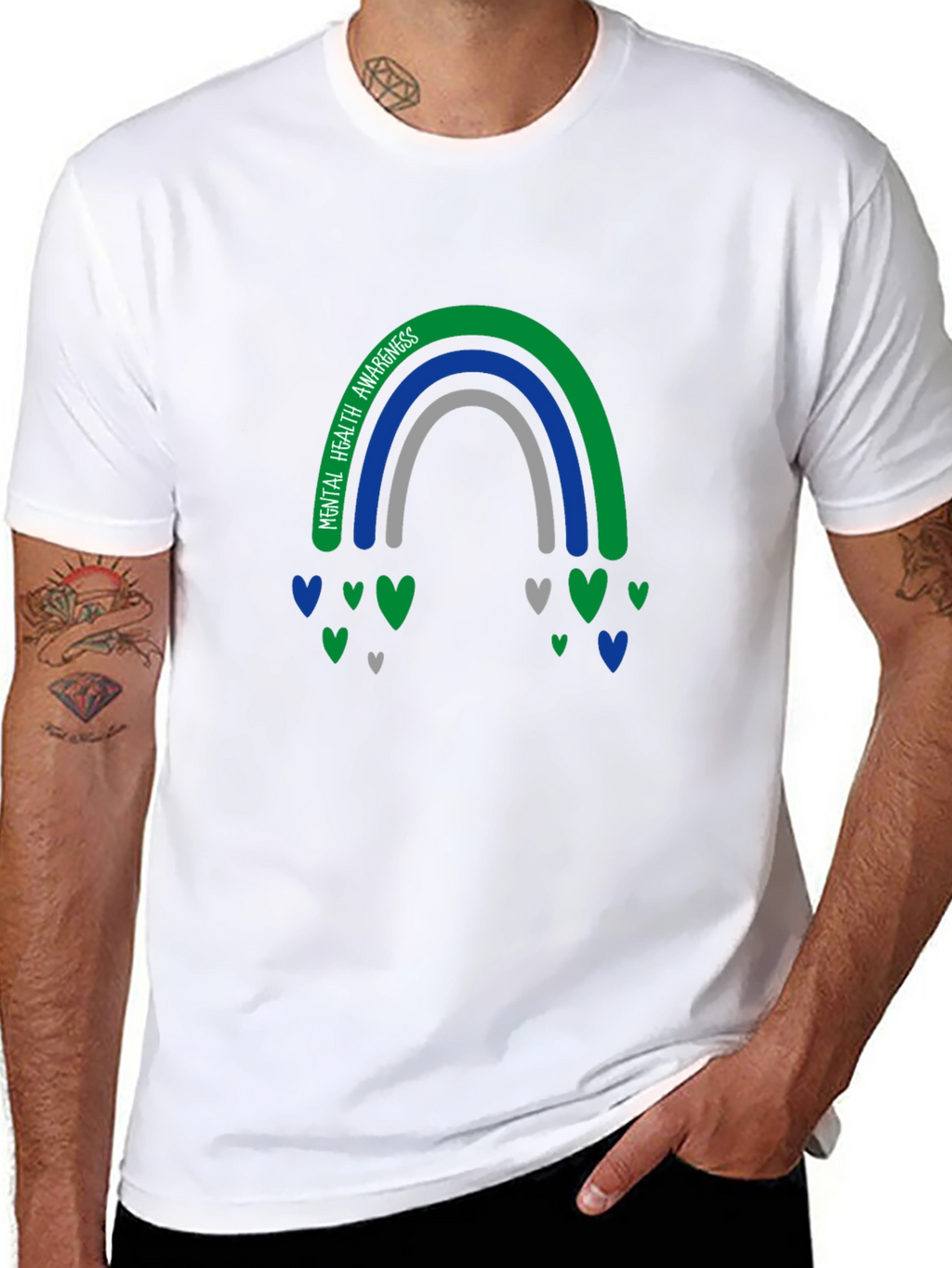 Mental Health Awareness Rainbow Heart Tee
