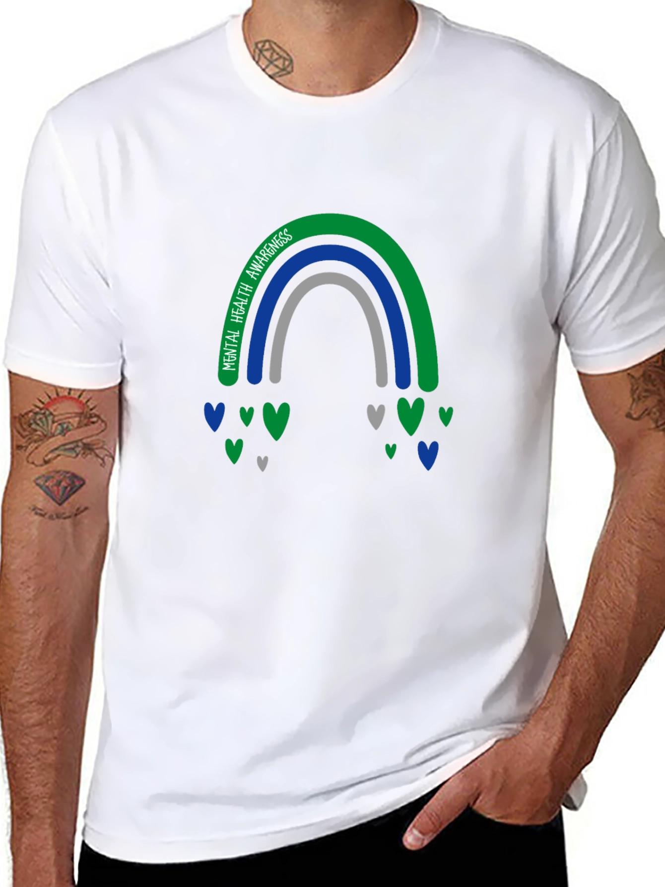 Mental Health Awareness Rainbow Heart Tee