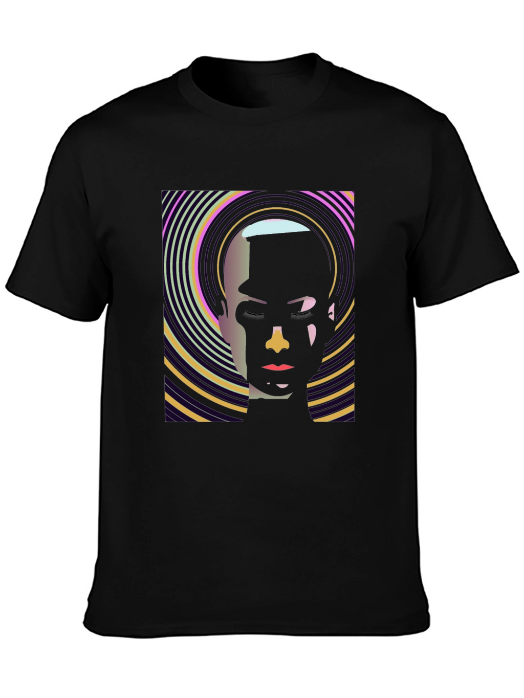 Abstract Face Graphic Black T-Shirt