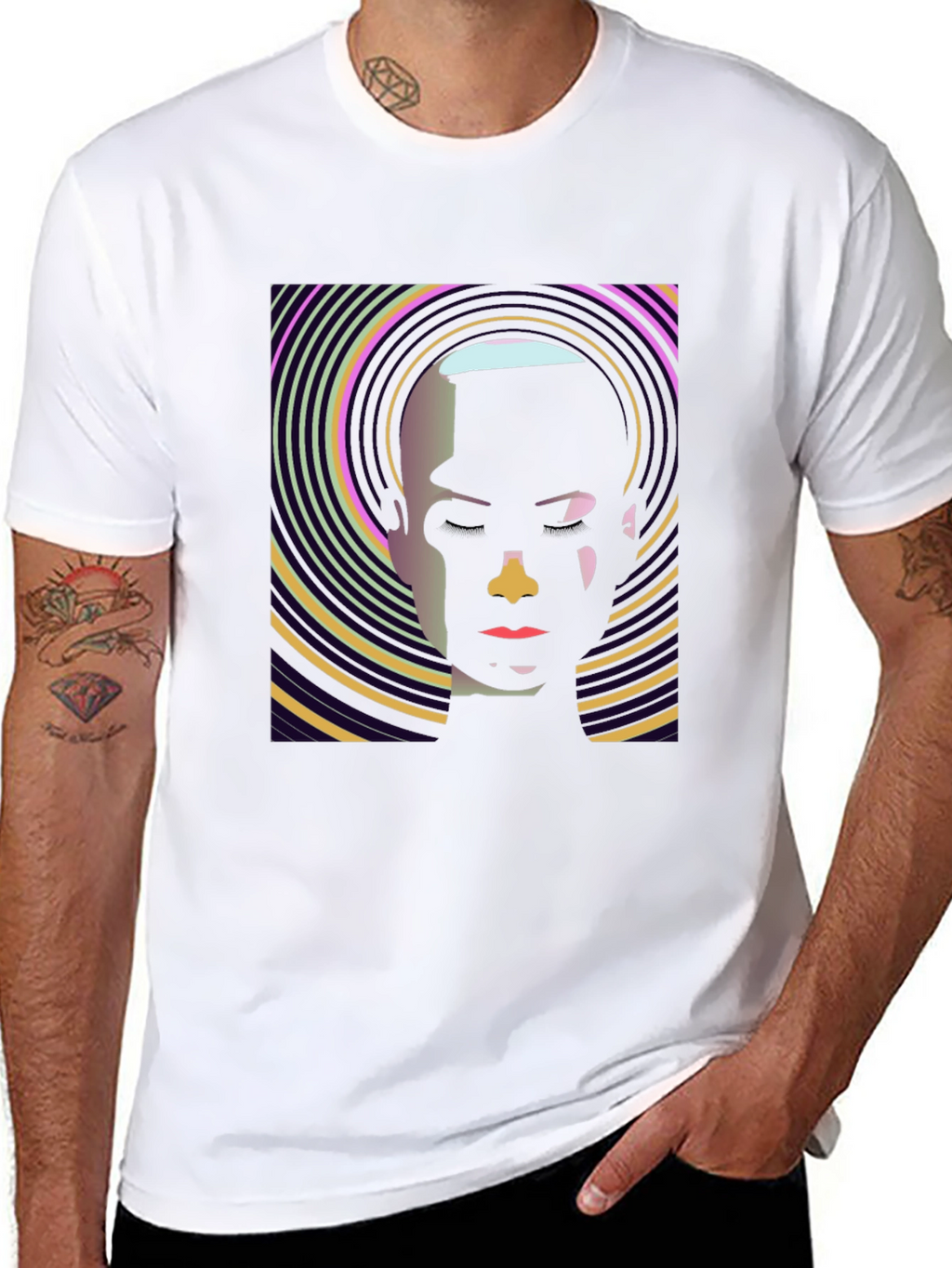 Abstract Face Graphic Black T-Shirt