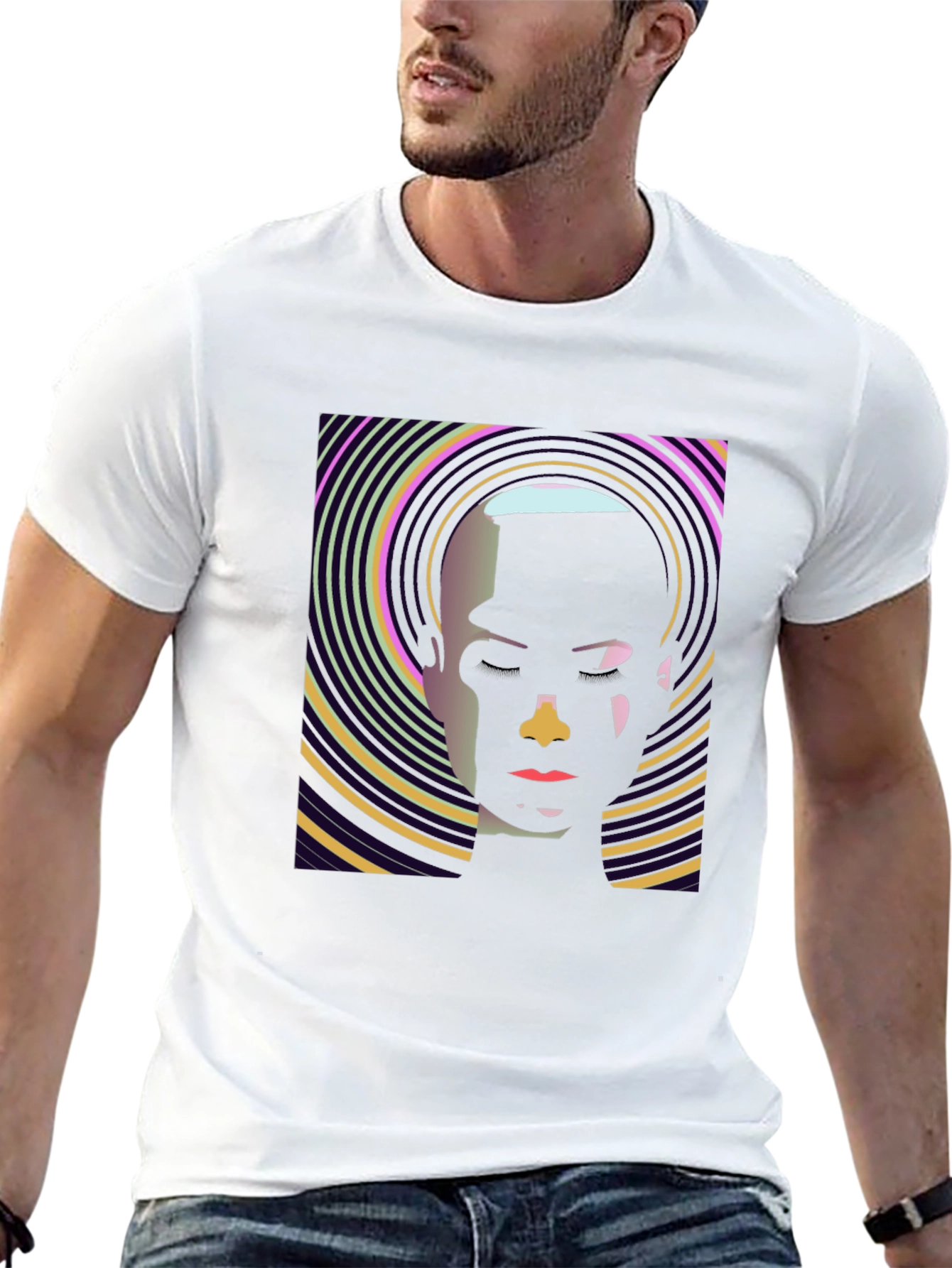 Abstract Face Graphic Black T-Shirt