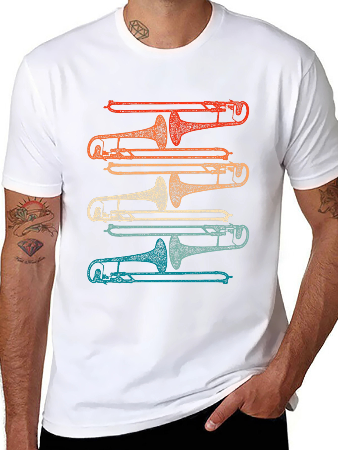 Retro Trombone Music T-Shirt - Musician Tee