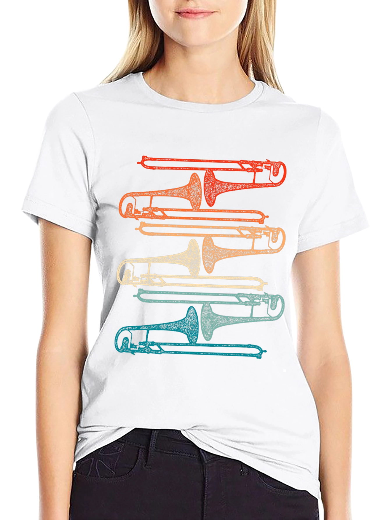 Retro Trombone Music T-Shirt - Musician Tee