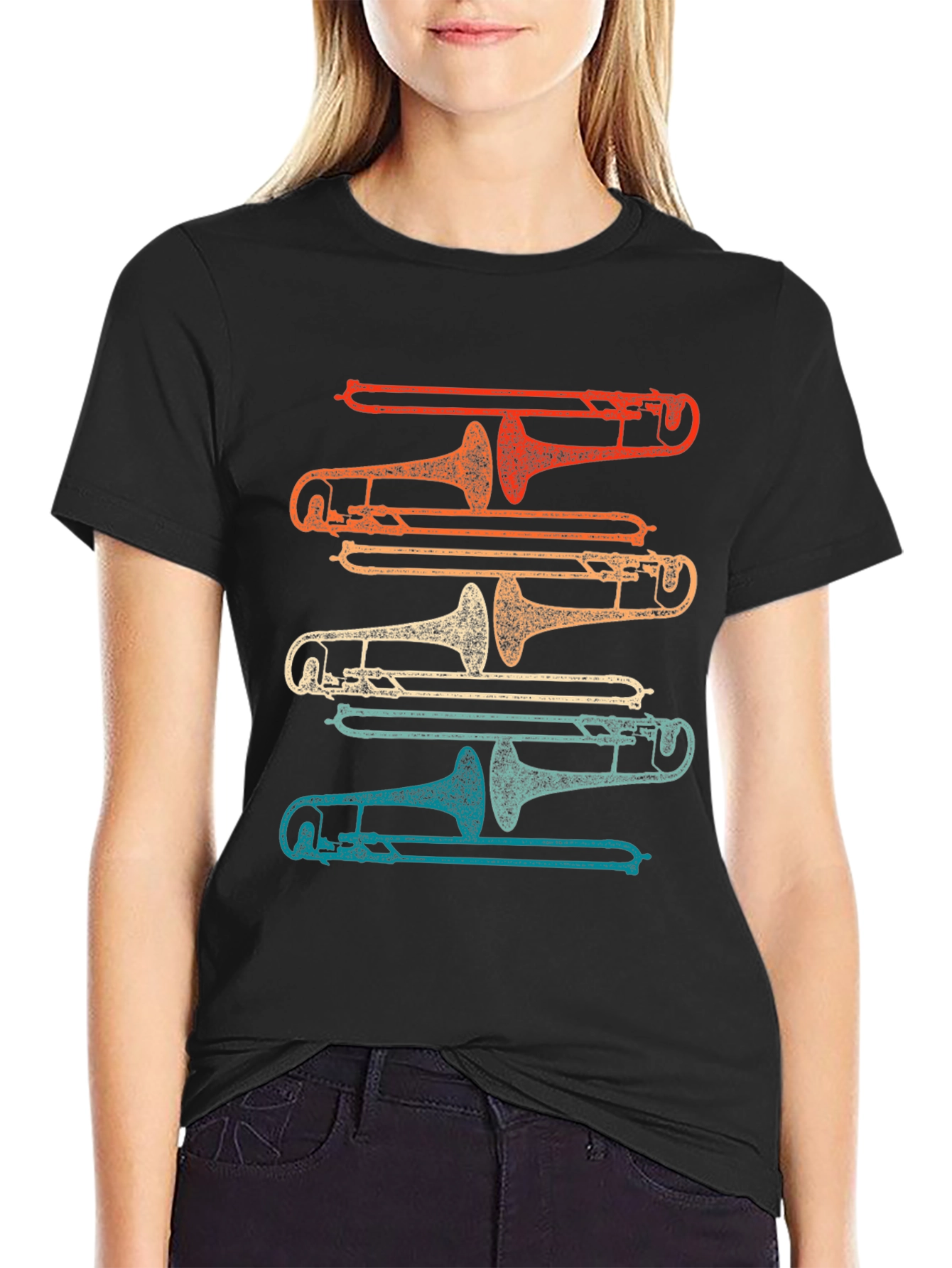 Retro Trombone Music T-Shirt - Musician Tee