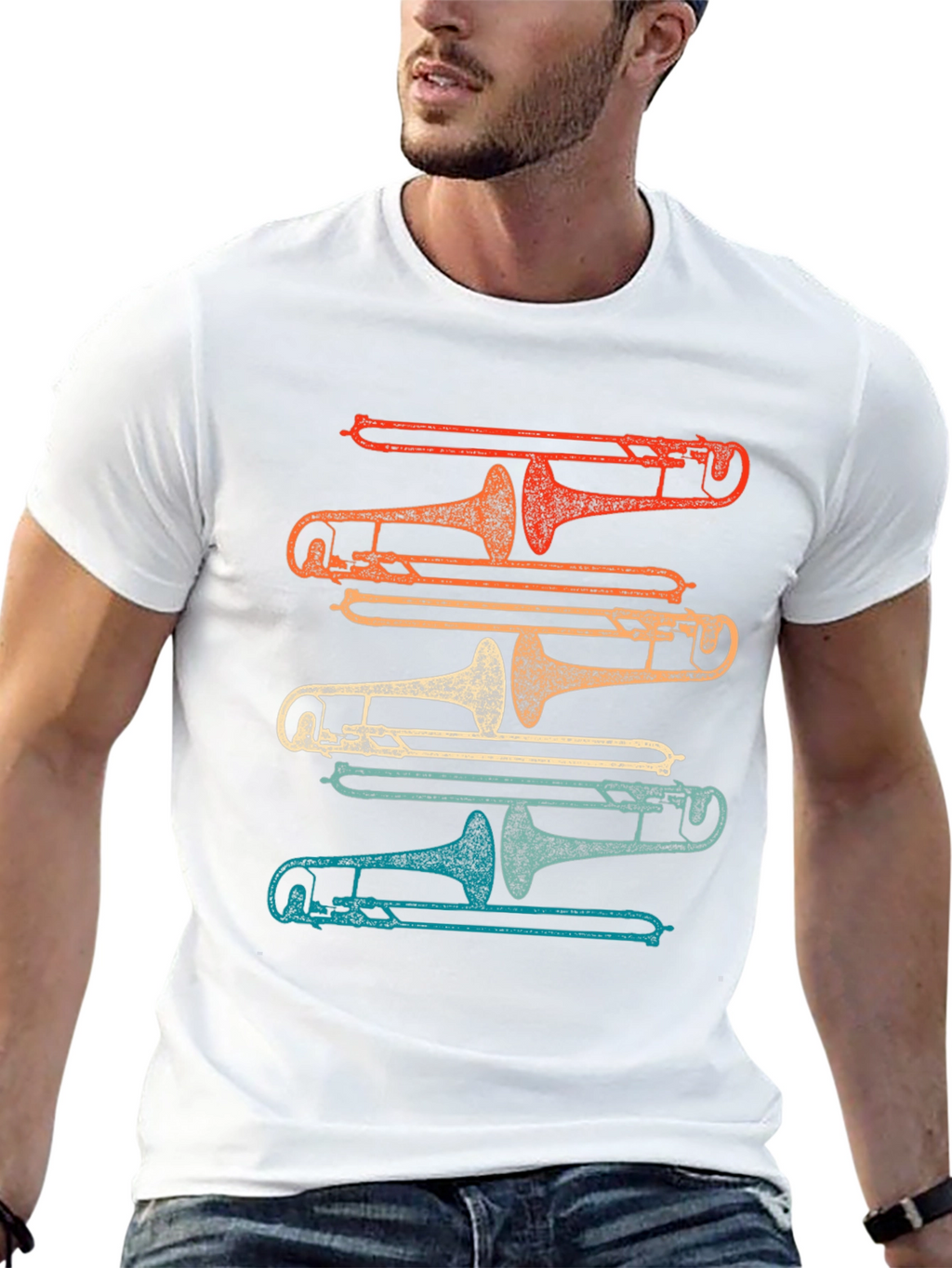 Retro Trombone Music T-Shirt - Musician Tee