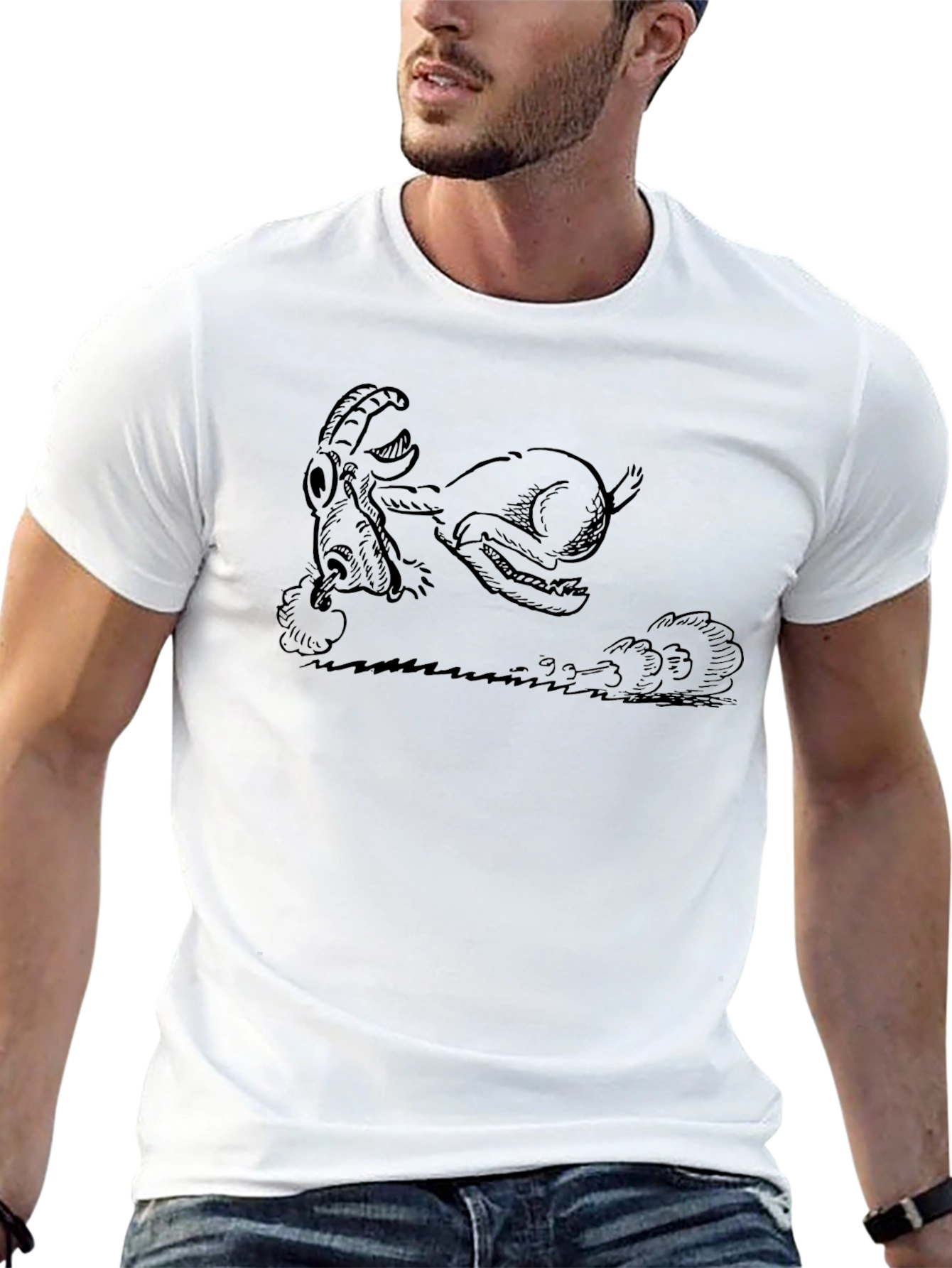 Running Goat Graphic Tee - Black Cotton Blend