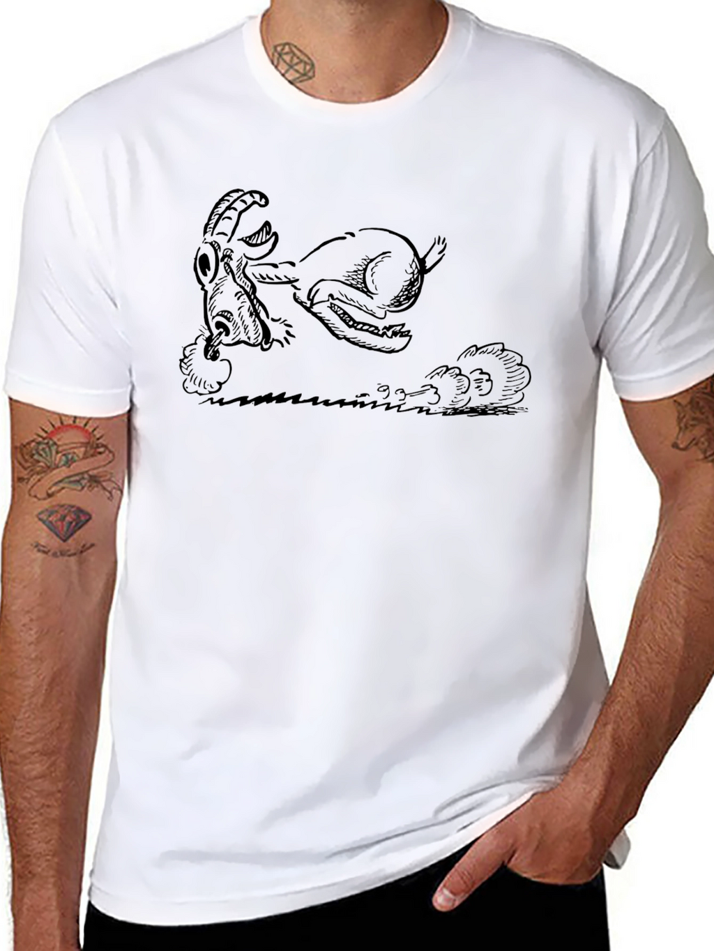 Running Goat Graphic Tee - Black Cotton Blend