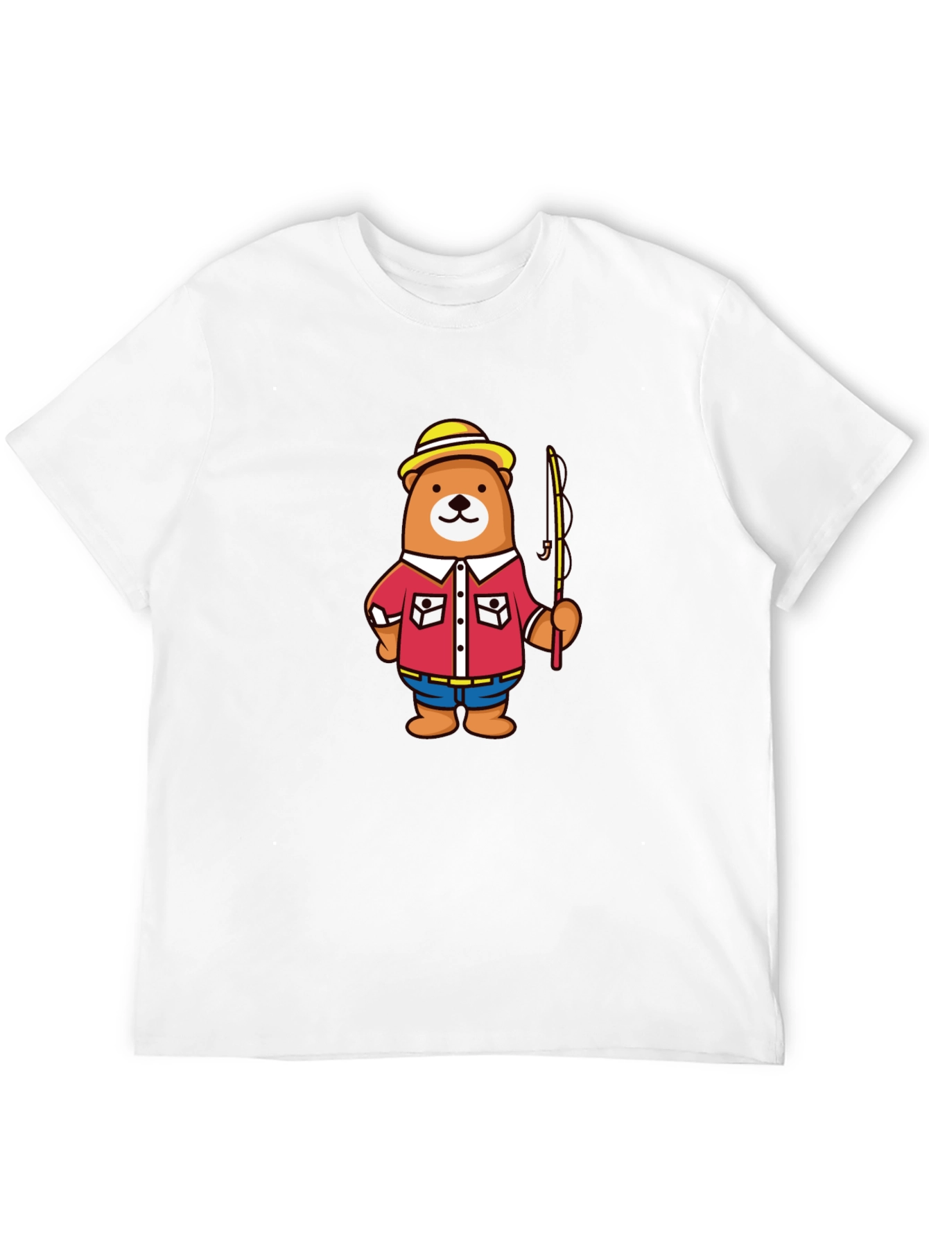Fishing Bear Cartoon Graphic T-Shirt